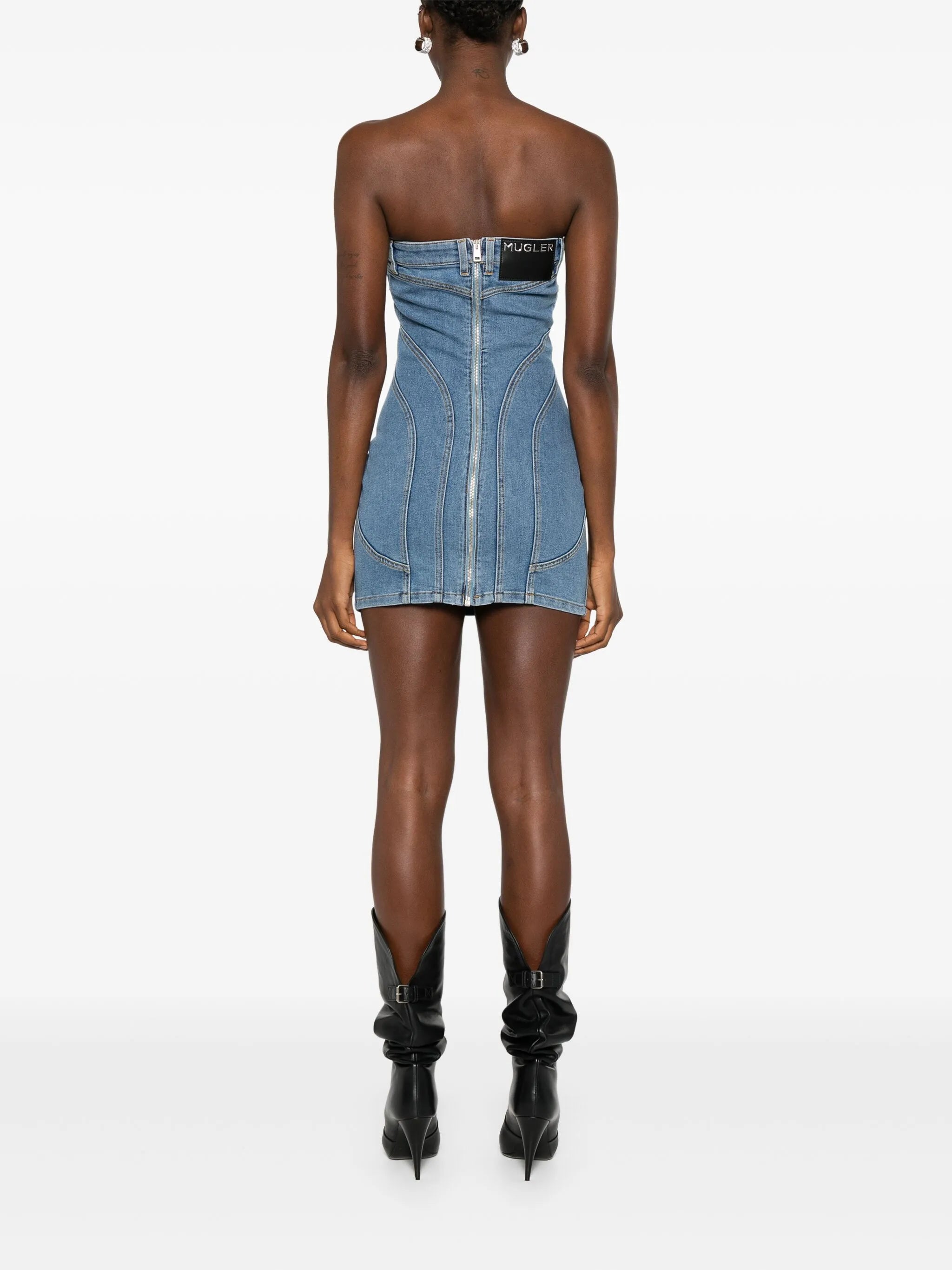 denim bustier mini dress