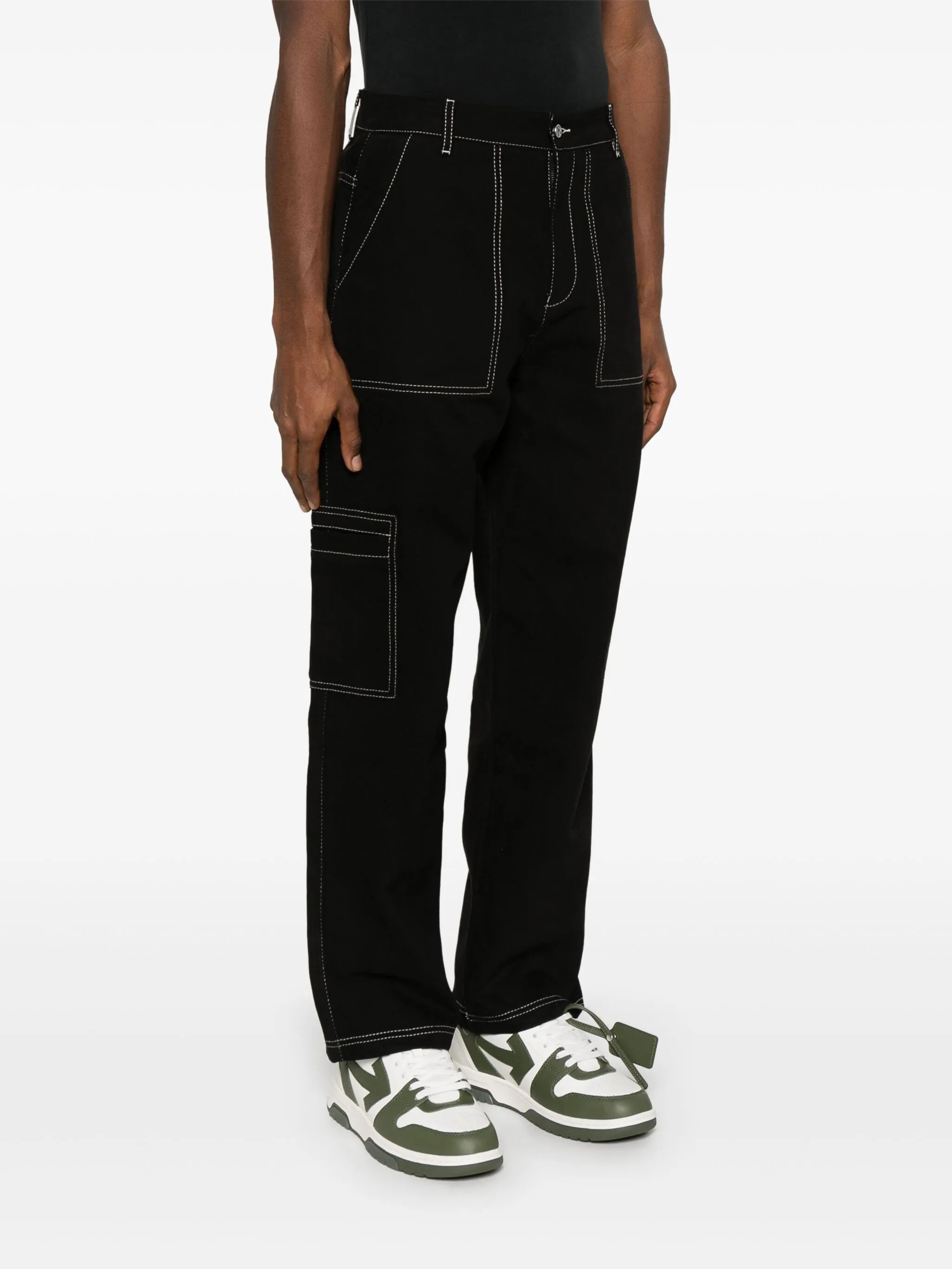 contrast-stitching trousers
