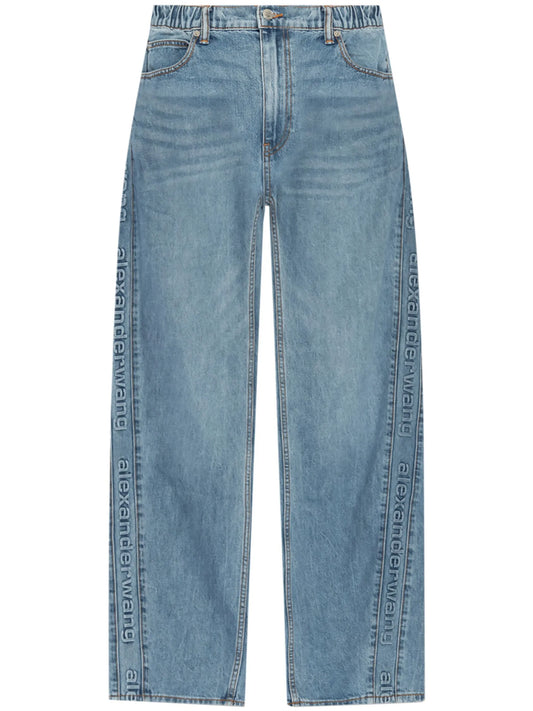 logo-embossed boyfriend jeans