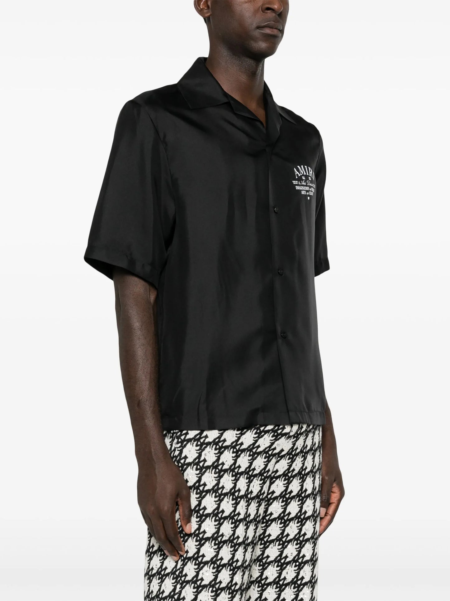 logo-print silk shirt