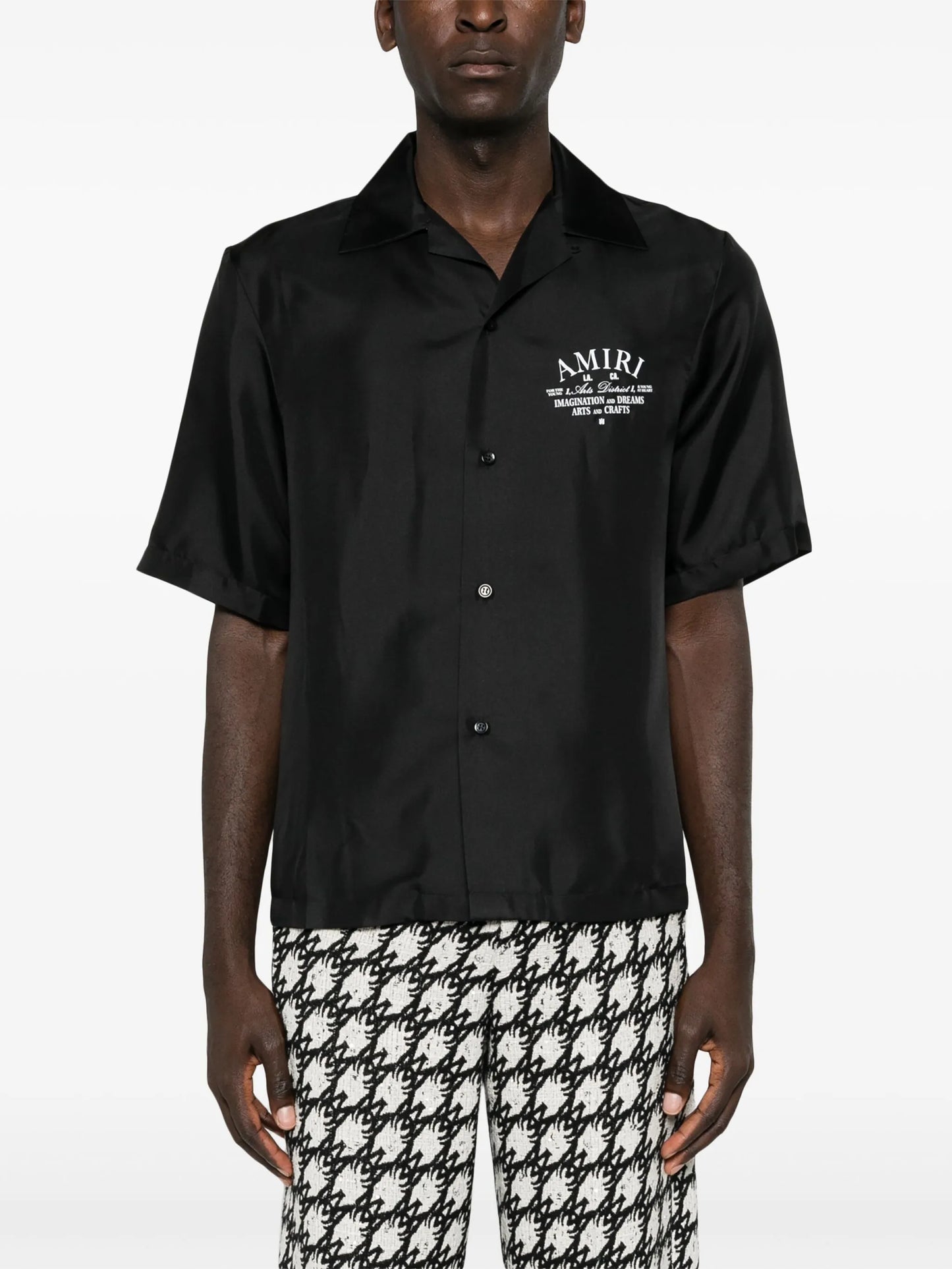 logo-print silk shirt