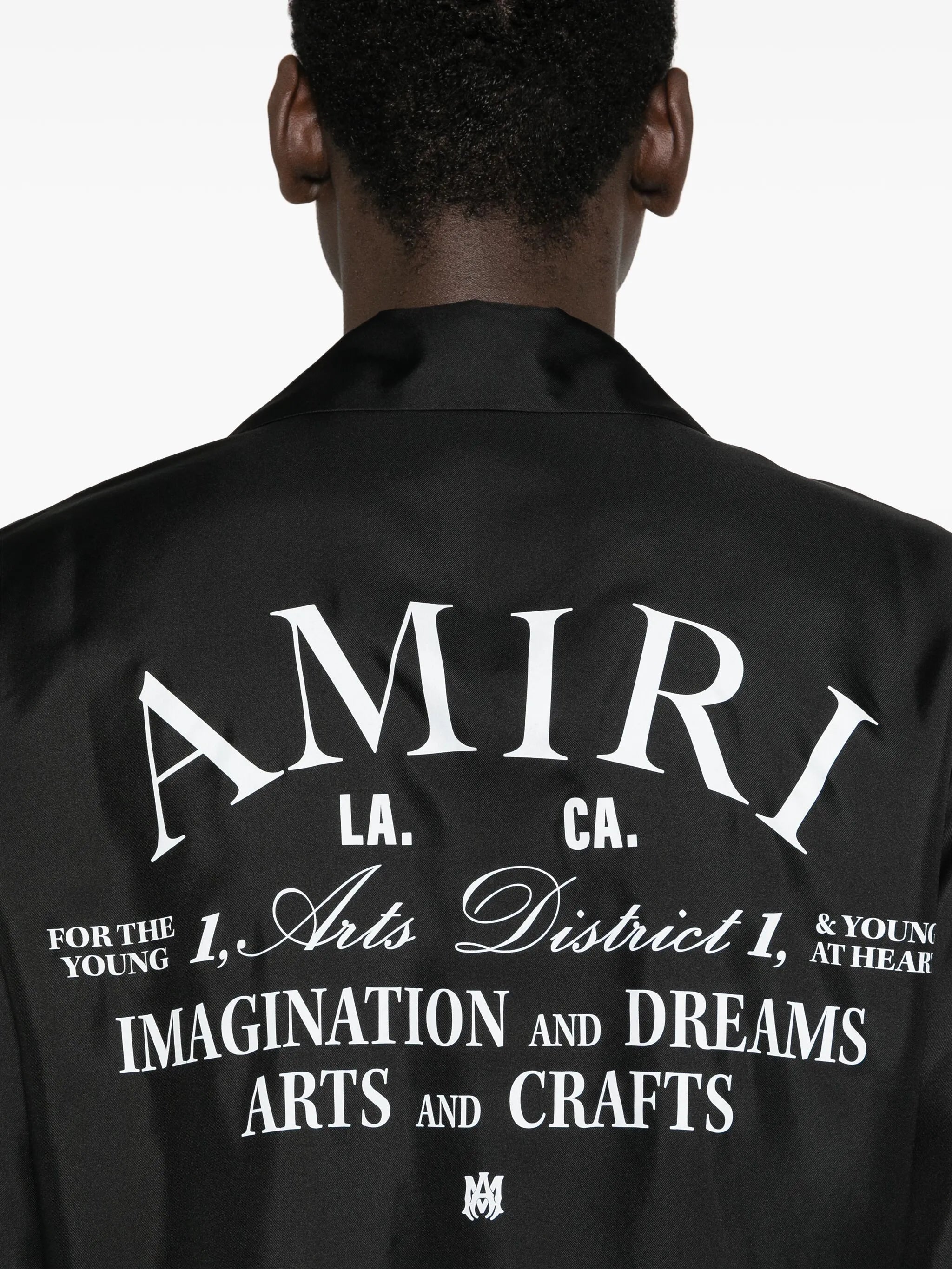 logo-print silk shirt