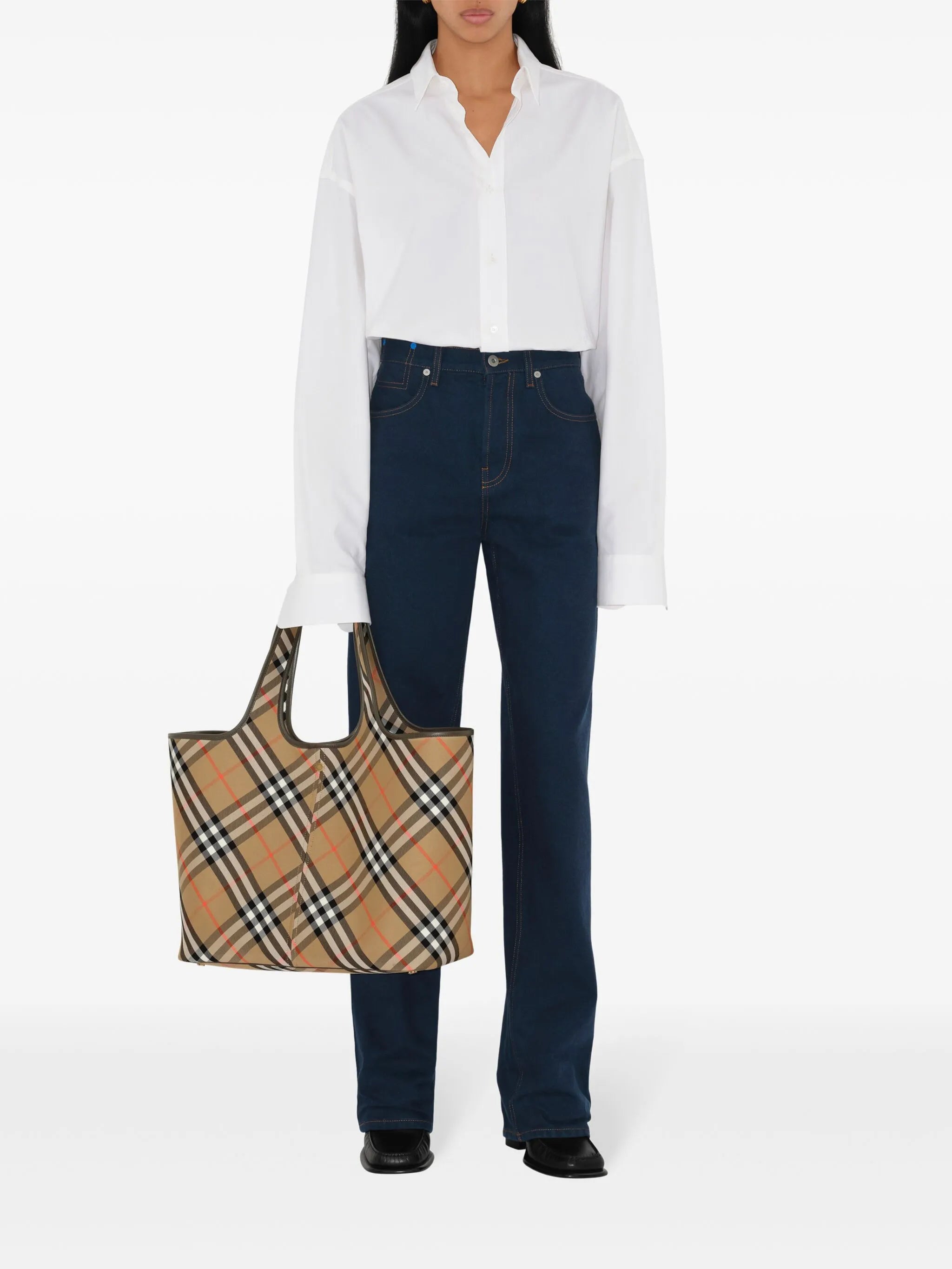 medium check tote bag