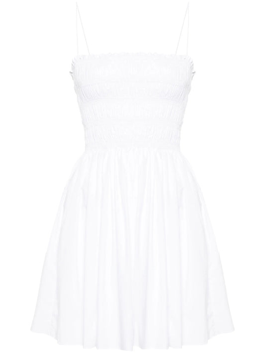 smocked cotton minidress