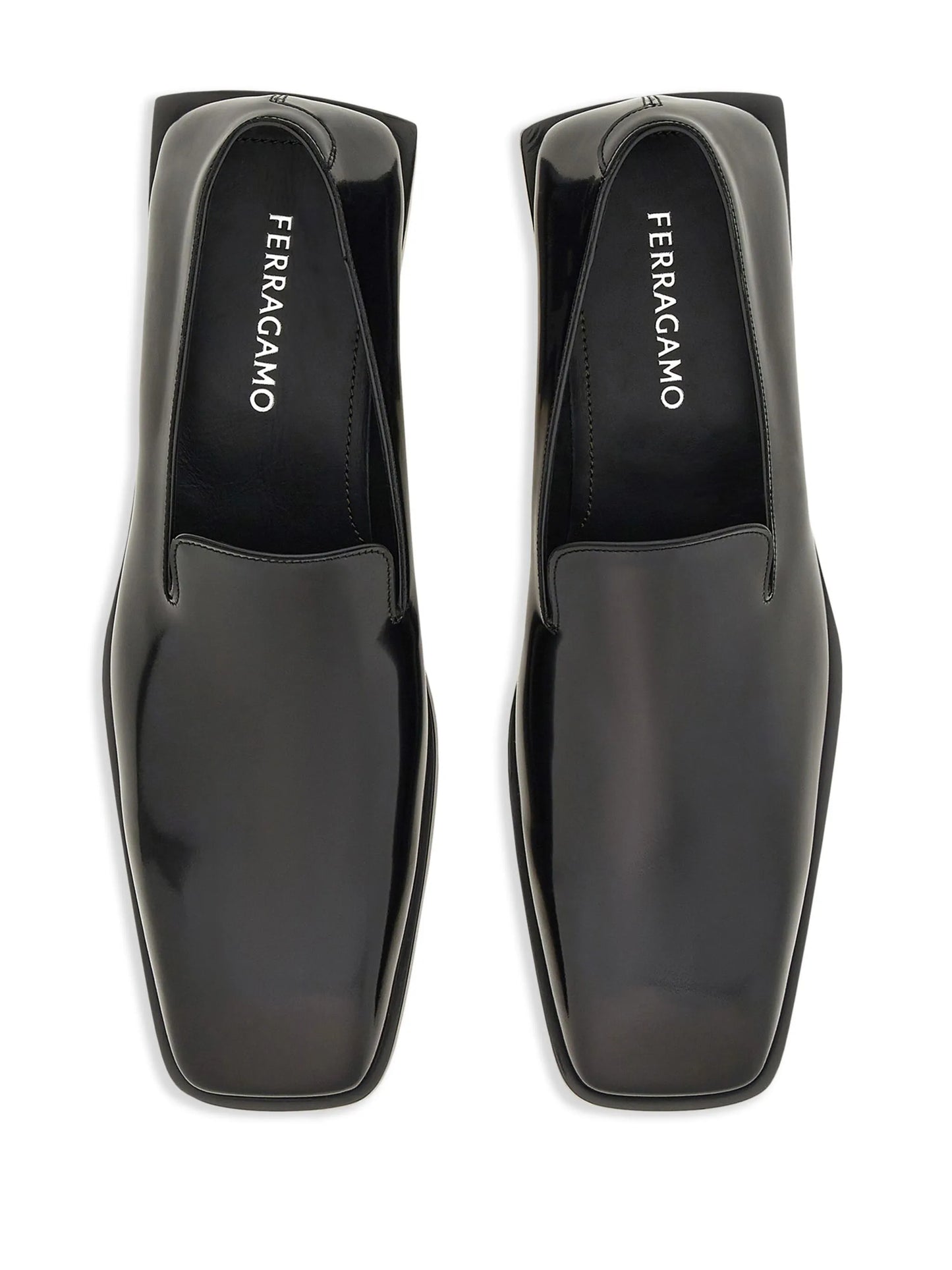 square-toe leather loafers