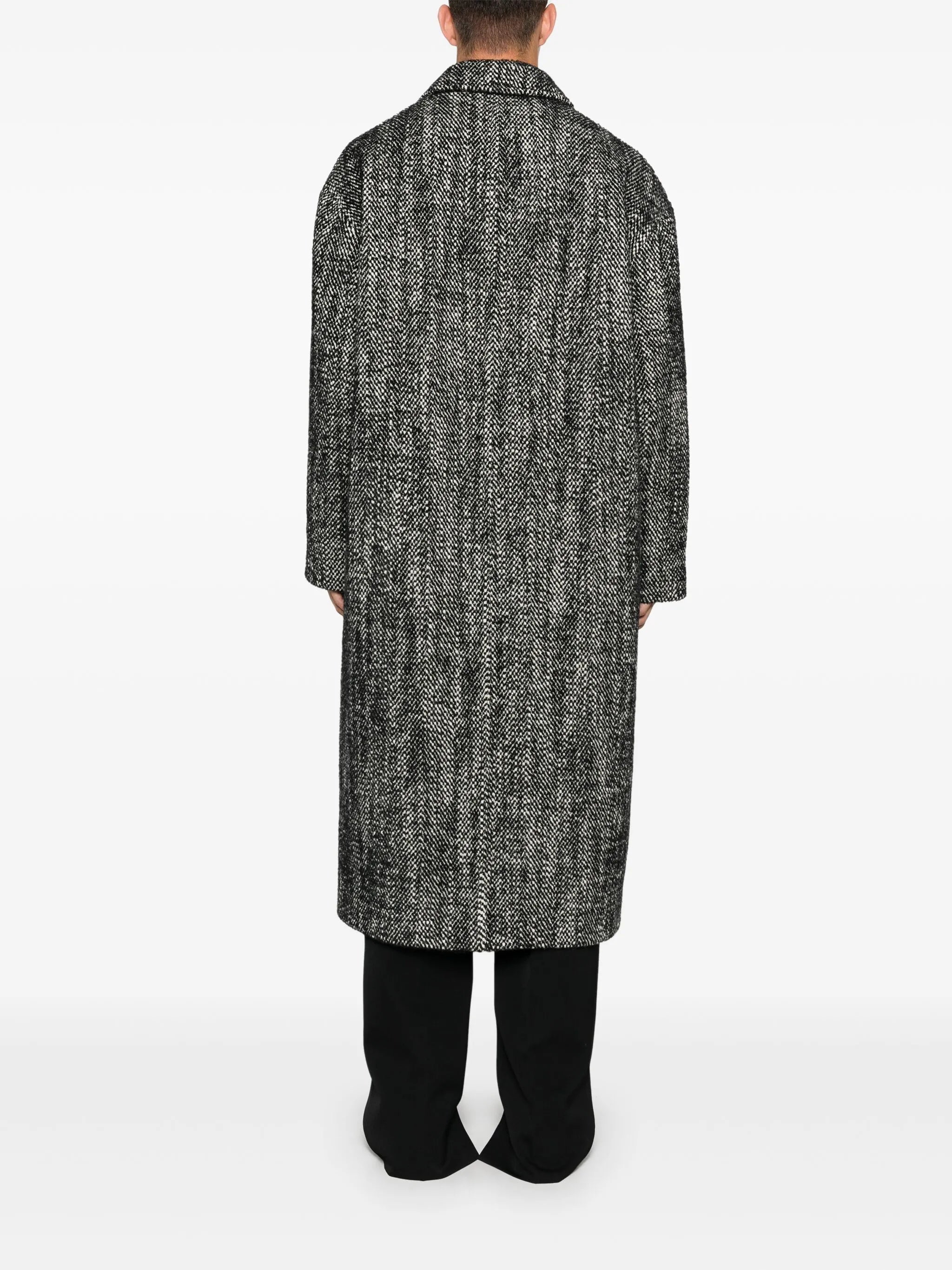 herringbone-pattern coat