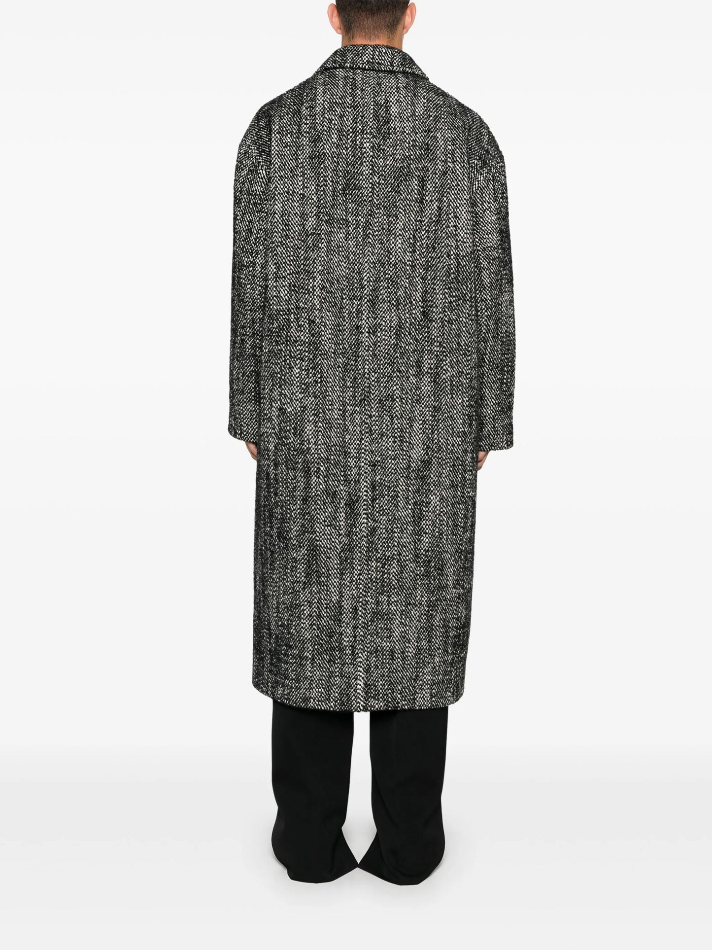 herringbone-pattern coat