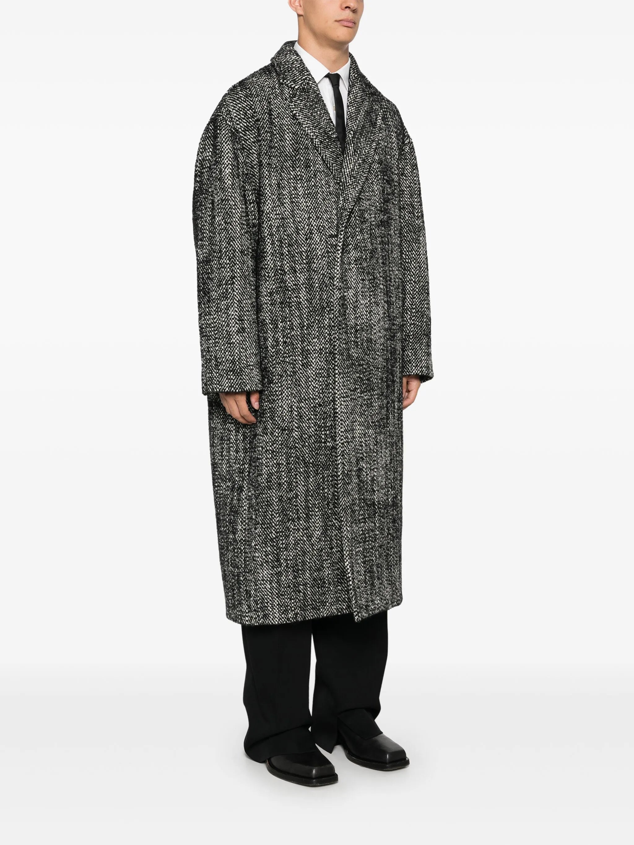 herringbone-pattern coat