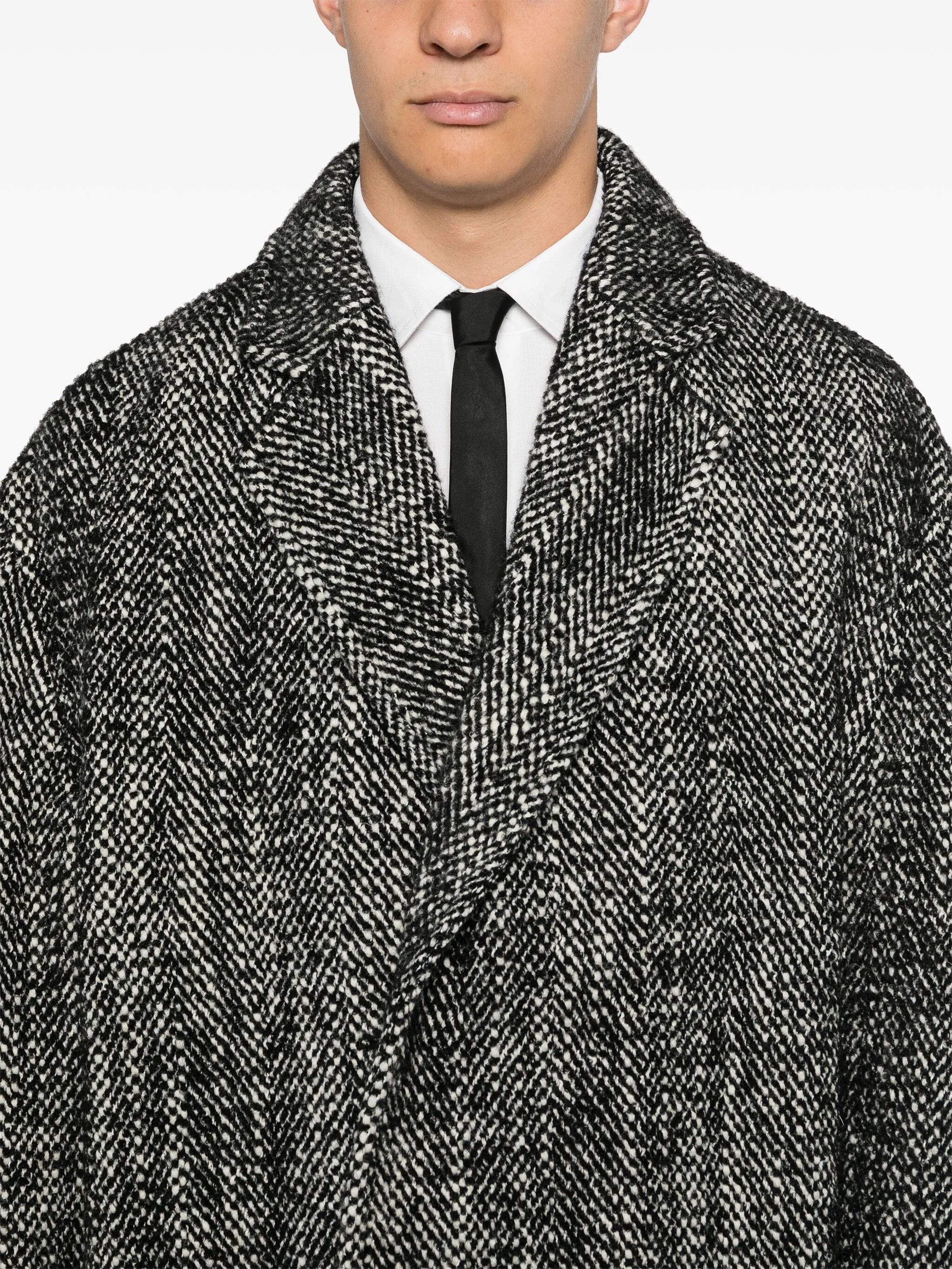 herringbone-pattern coat