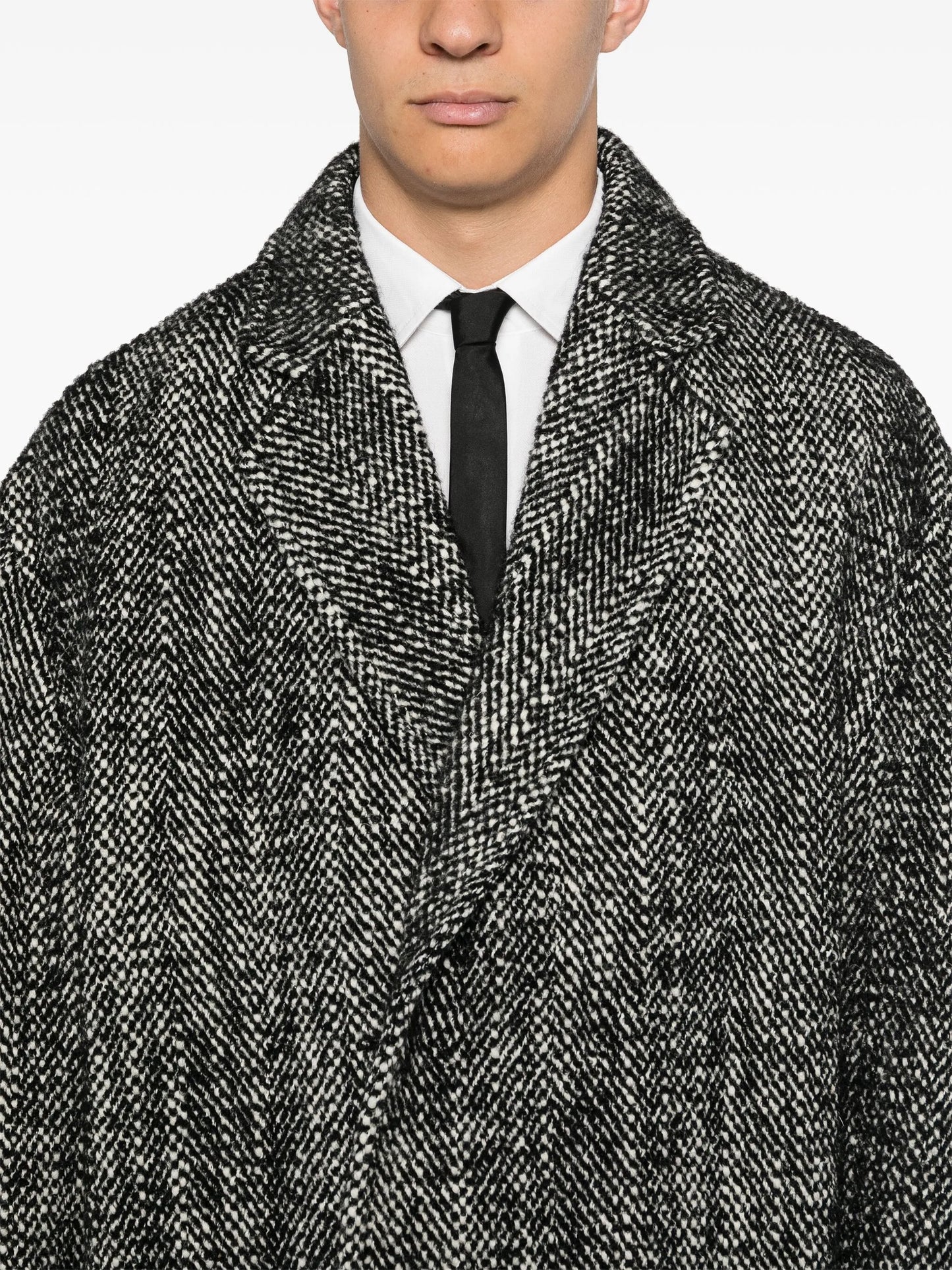 herringbone-pattern coat