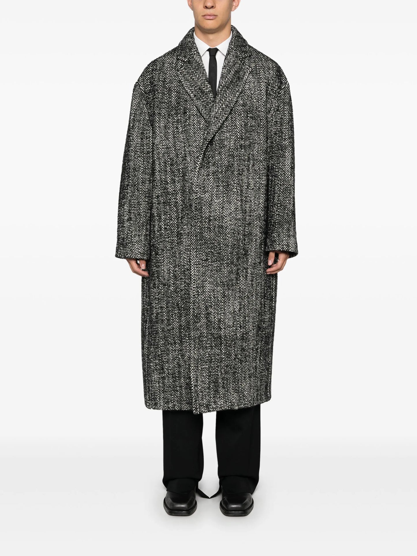 herringbone-pattern coat