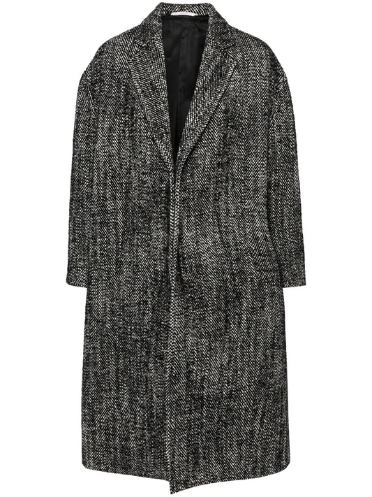 herringbone-pattern coat