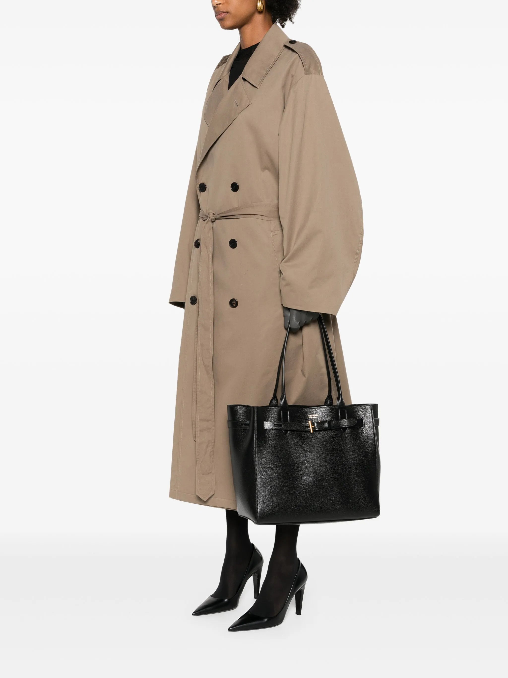 medium Audrey pebble-grain logo-buckle tote bag