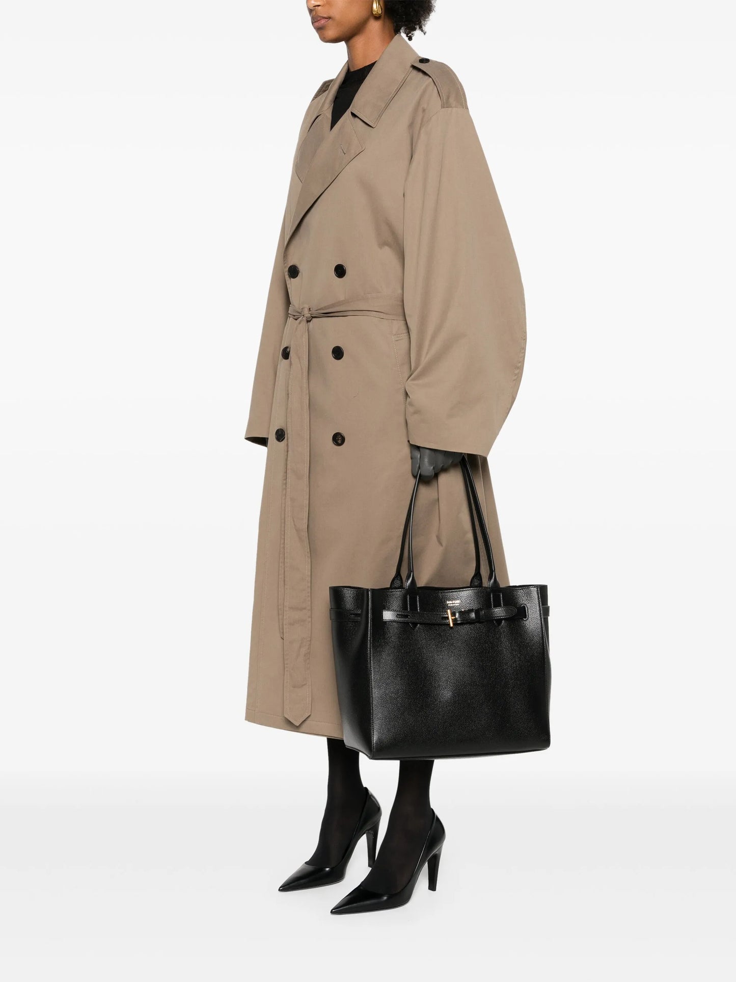 medium Audrey pebble-grain logo-buckle tote bag
