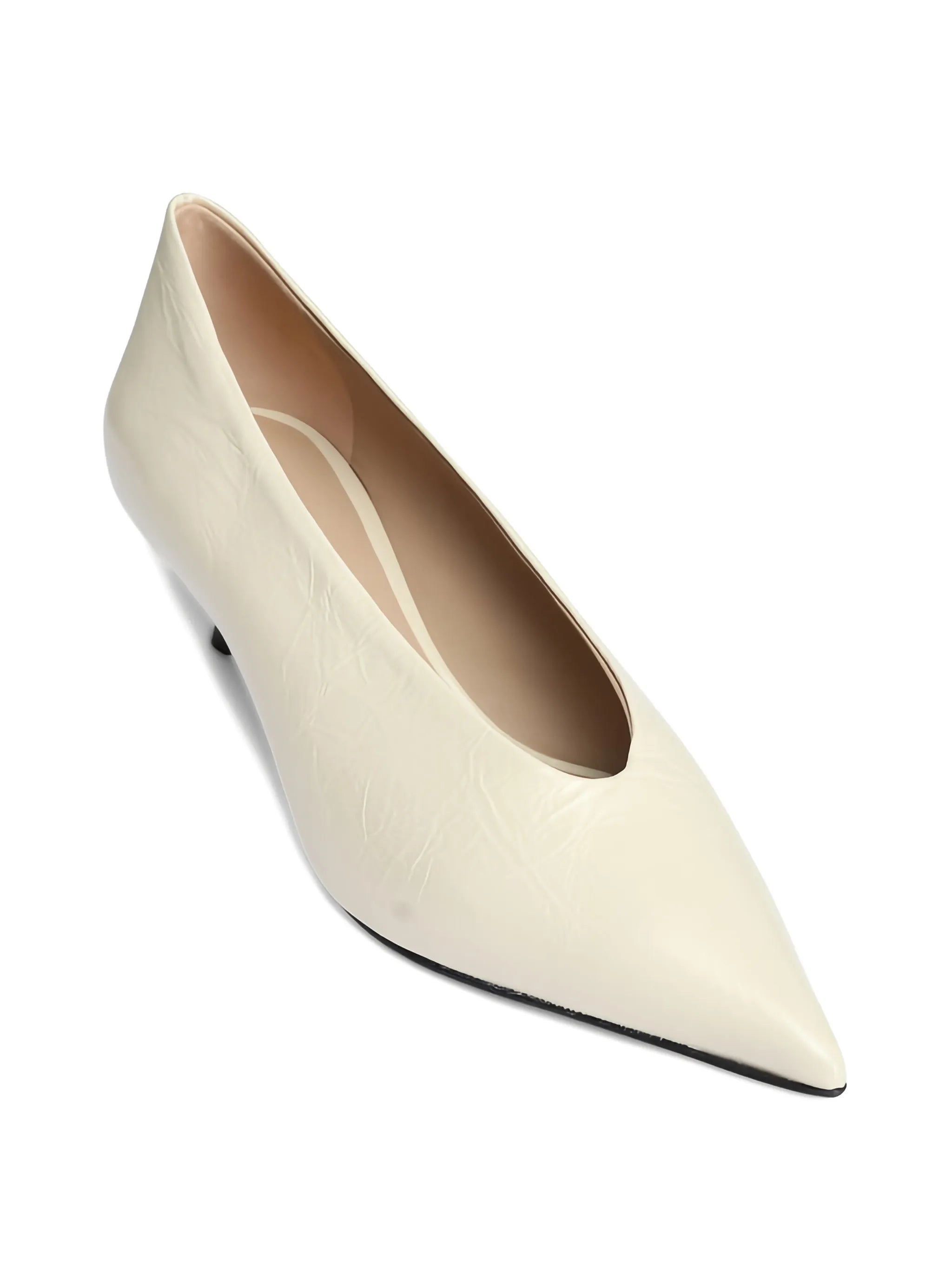 Babouche kitten pumps in ecru naplack