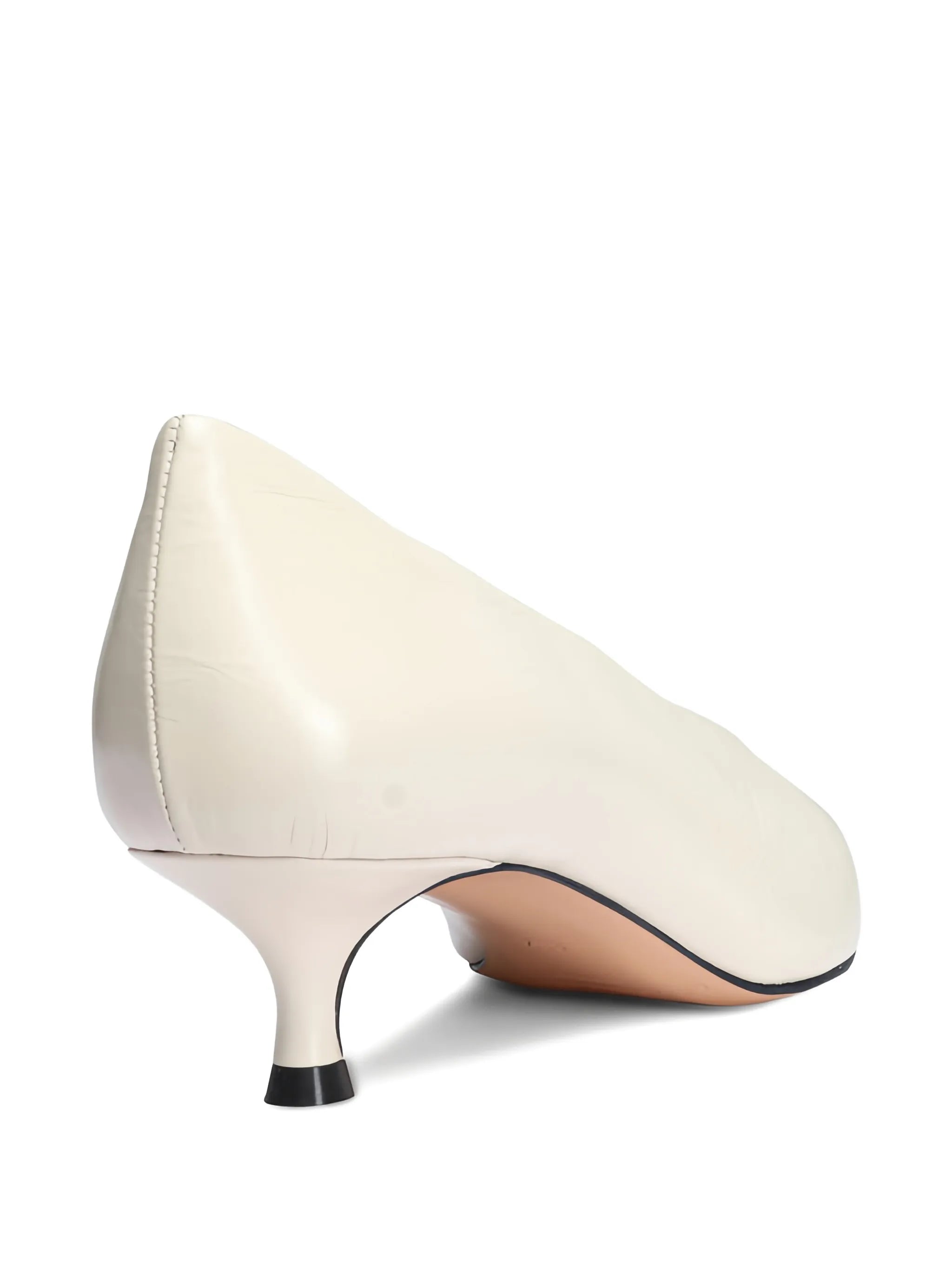 Babouche kitten pumps in ecru naplack