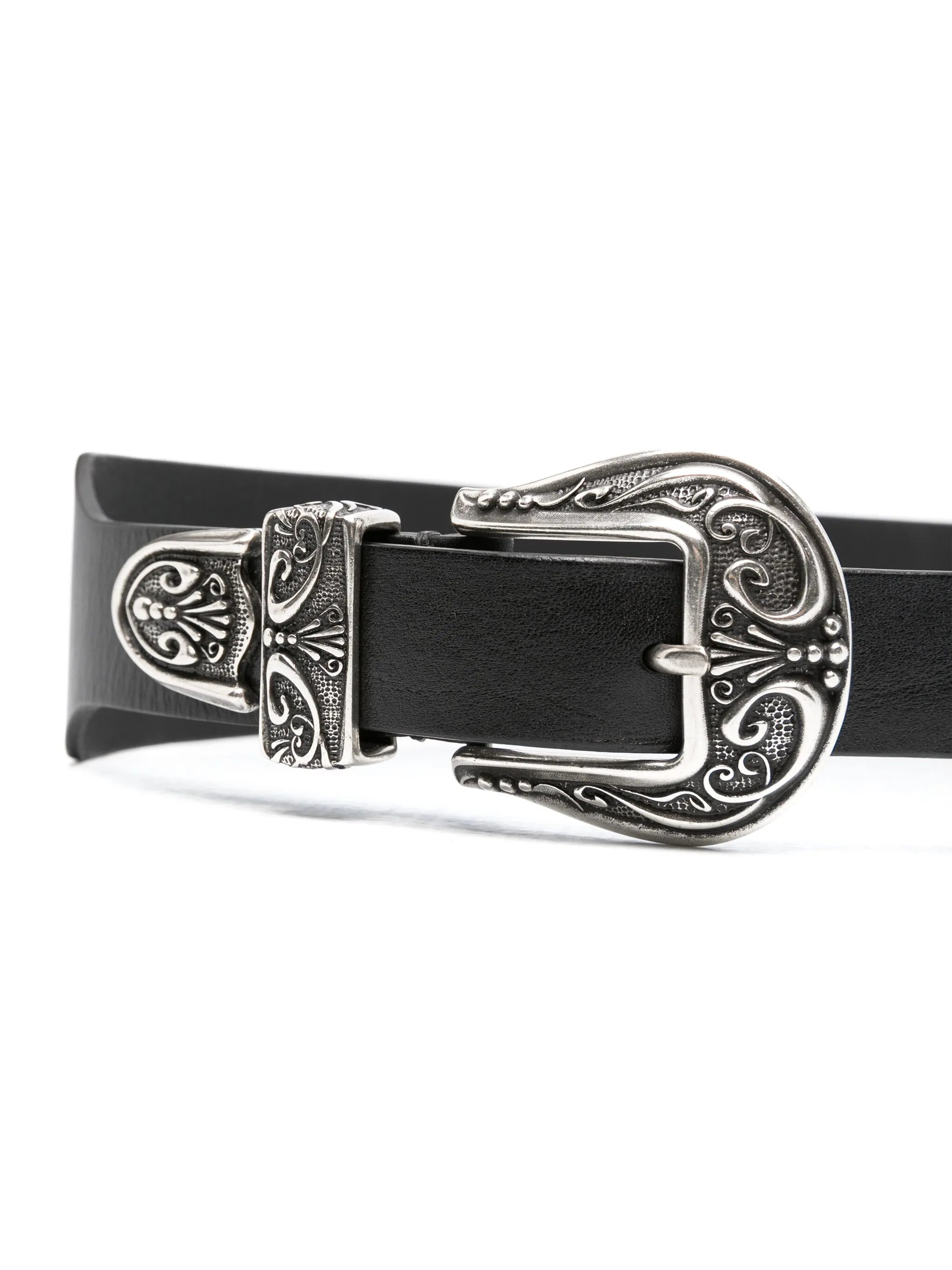 double-buckle leather belt