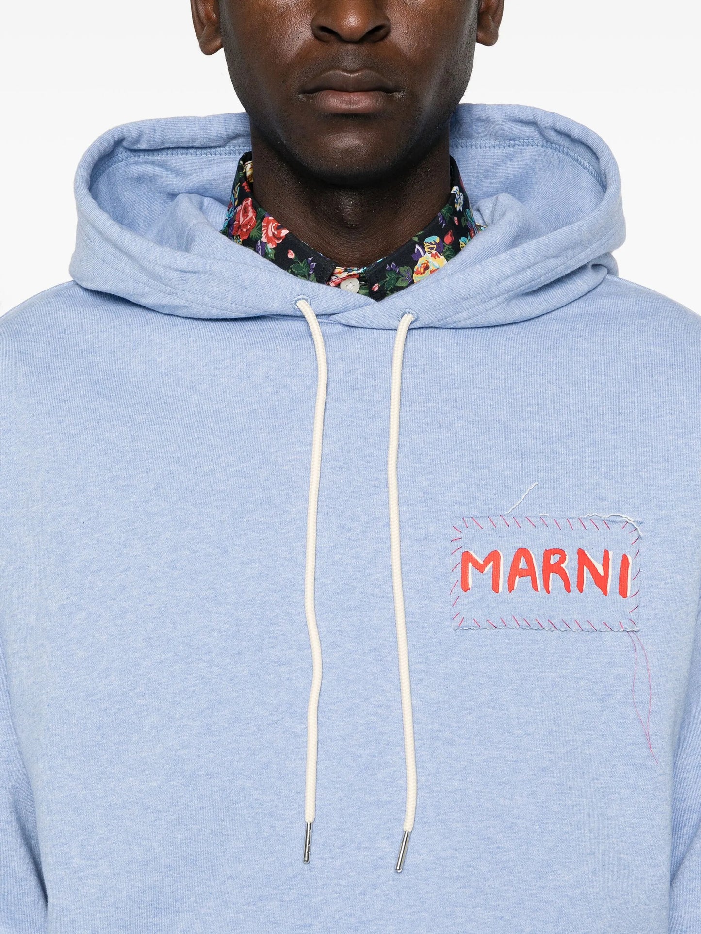 logo-patch cotton hoodie