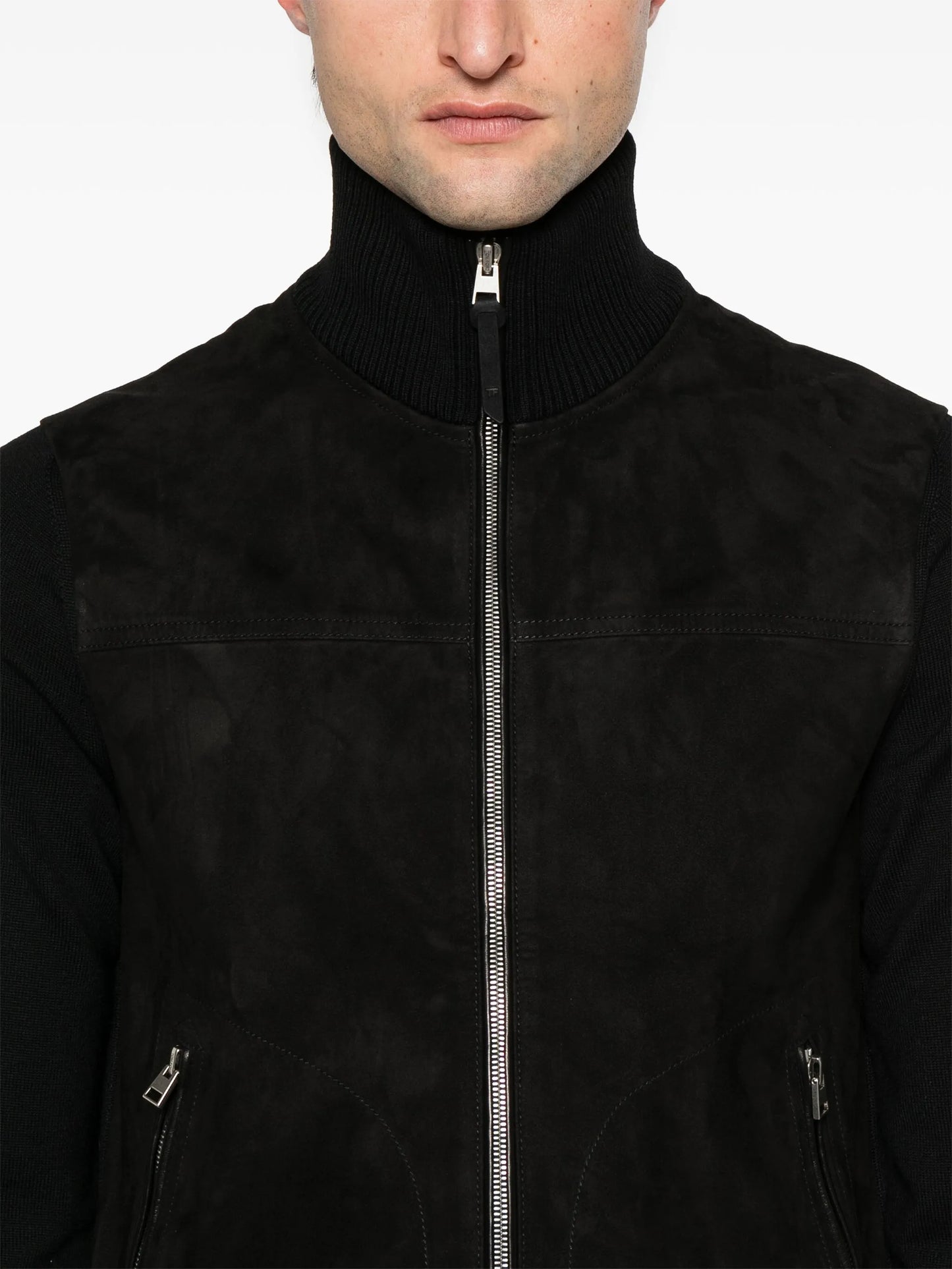 zip-up suede jacket