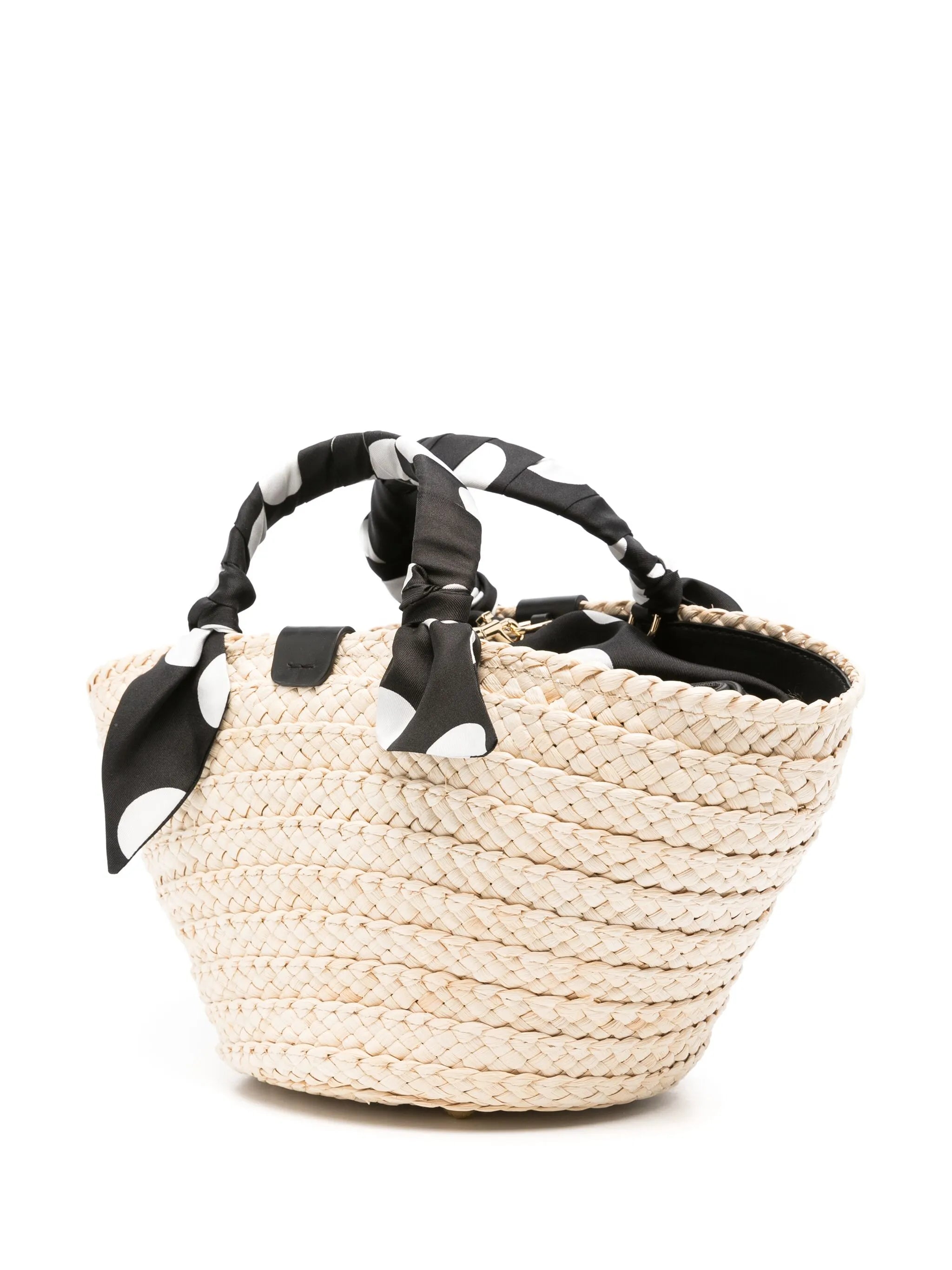 logo-appliqué straw bucket bag