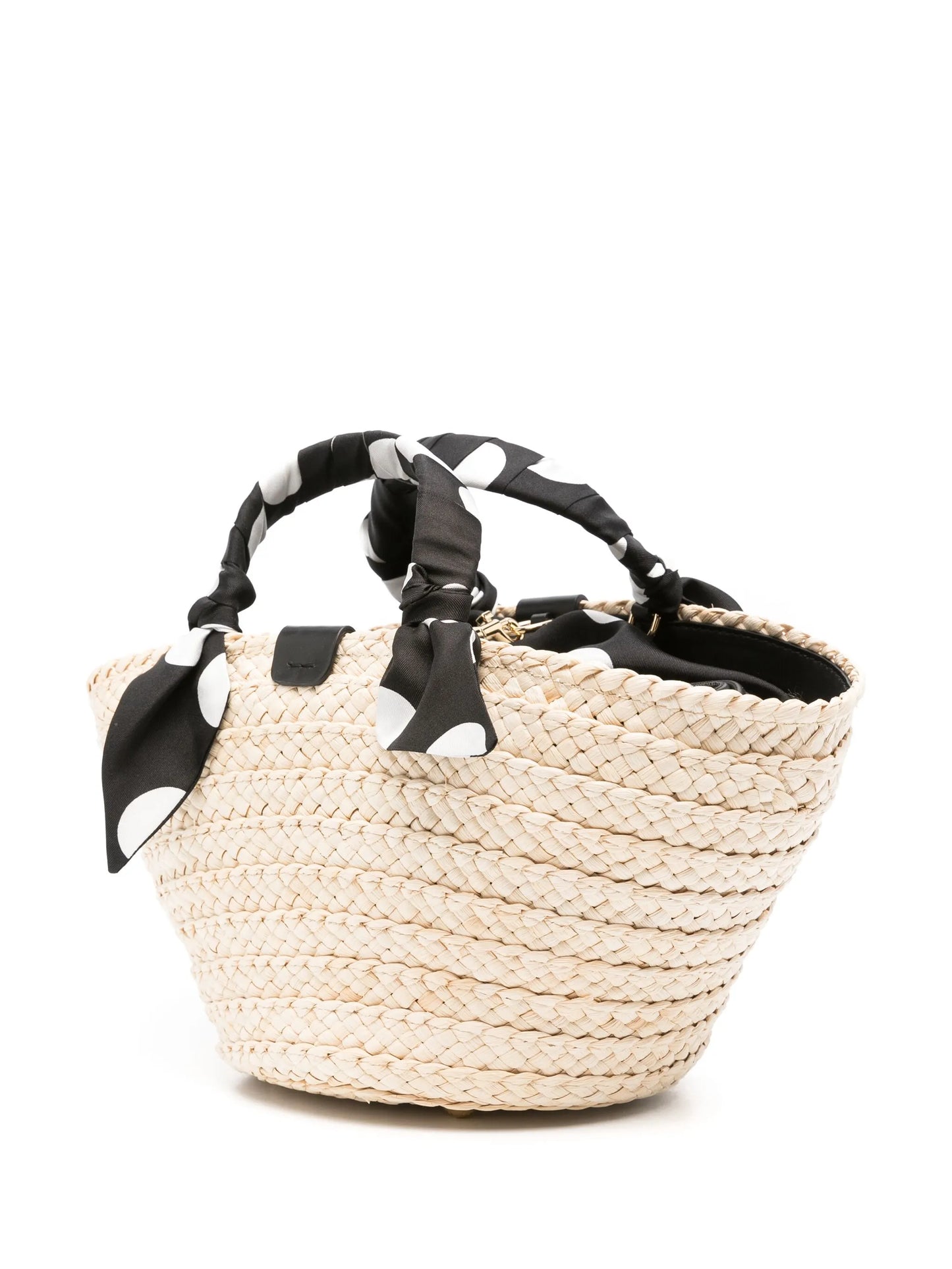 logo-appliqué straw bucket bag
