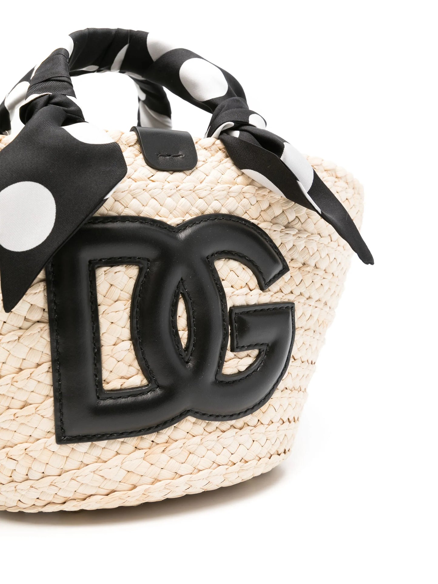 logo-appliqué straw bucket bag