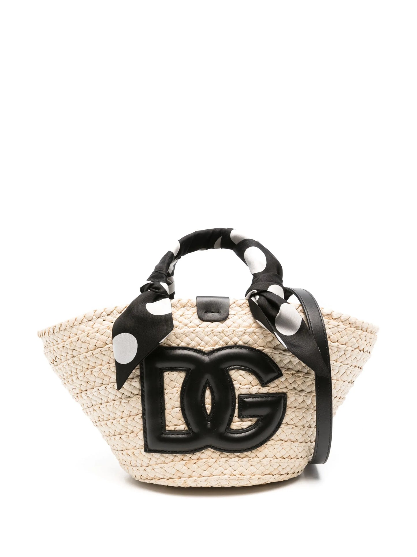 logo-appliqué straw bucket bag