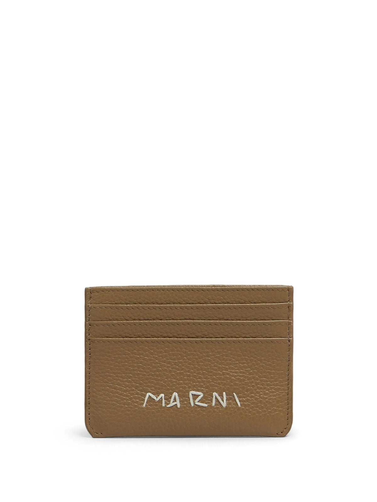 logo-embroidered leather card holder
