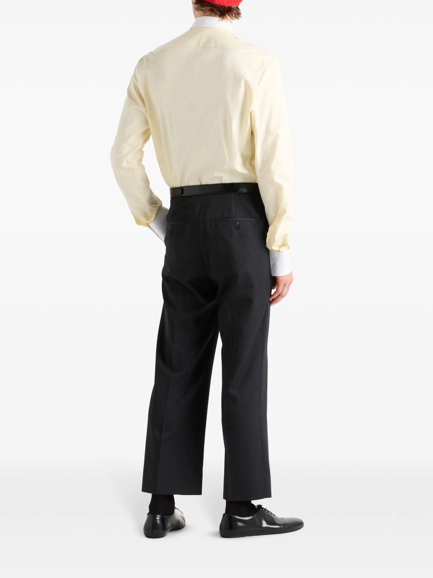 contrasting-collar cotton shirt