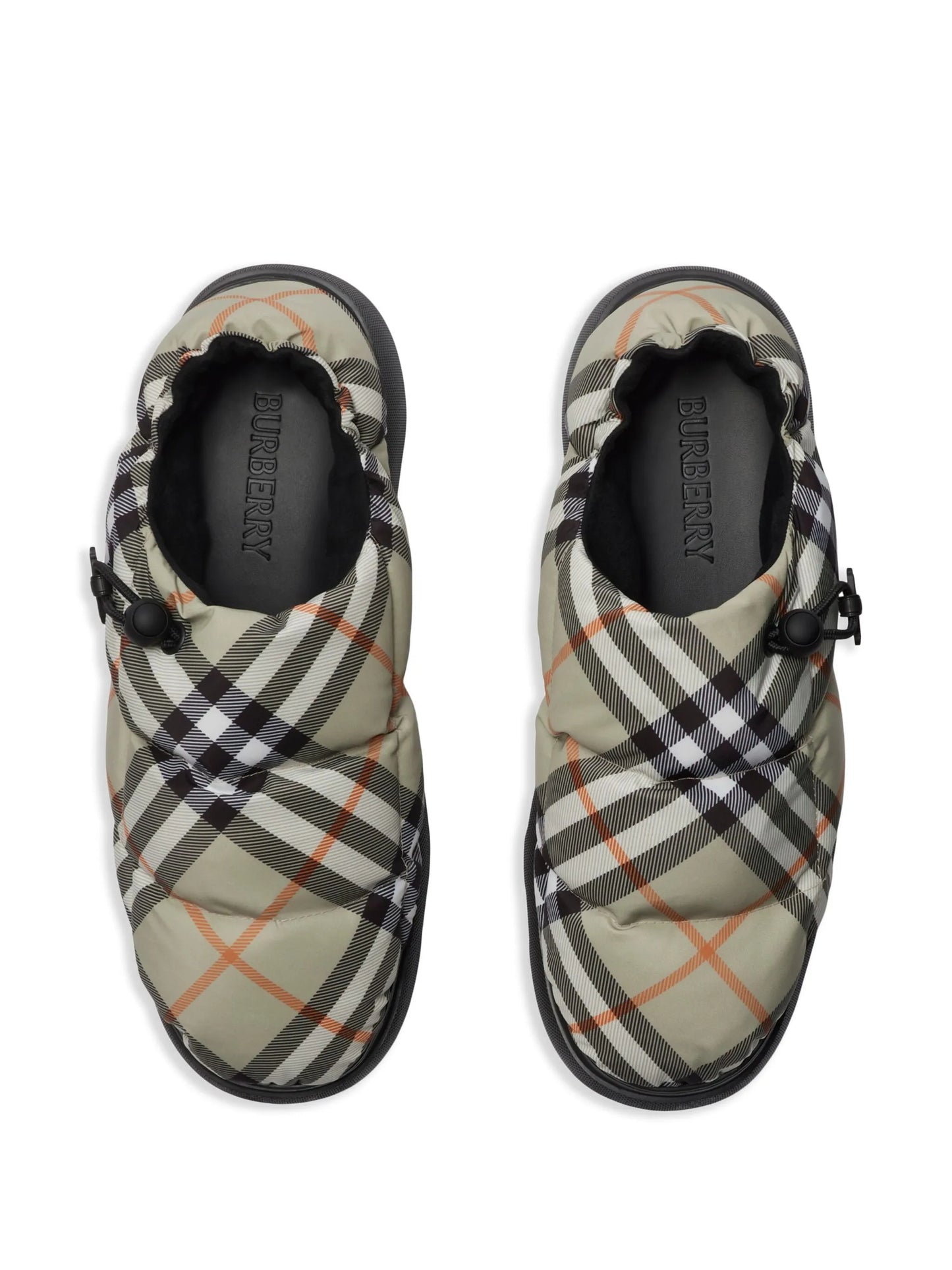 check pattern pillow mules