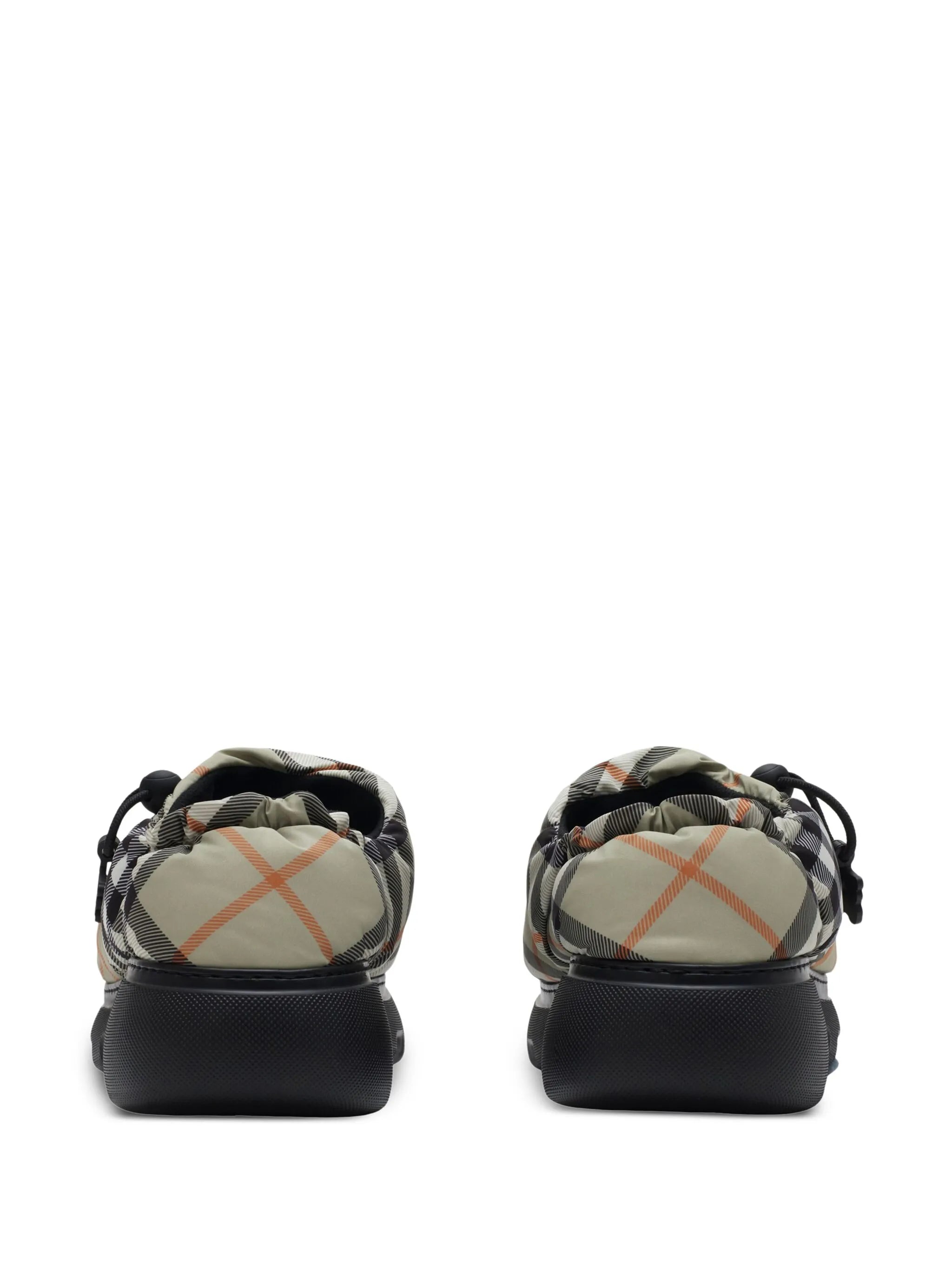 check pattern pillow mules