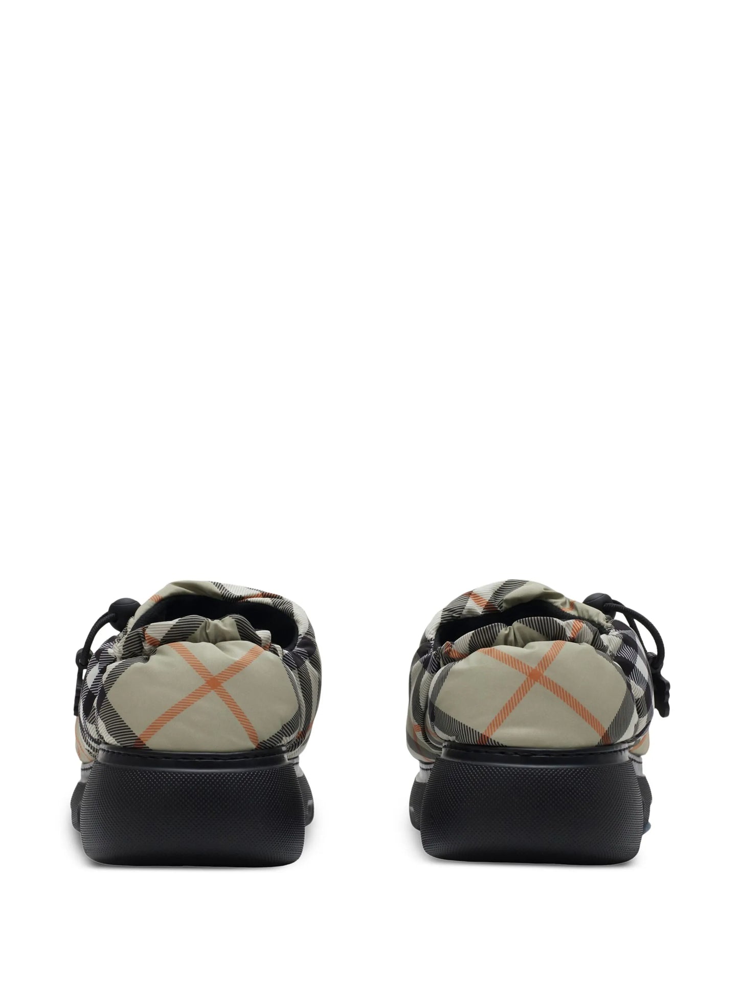 check pattern pillow mules
