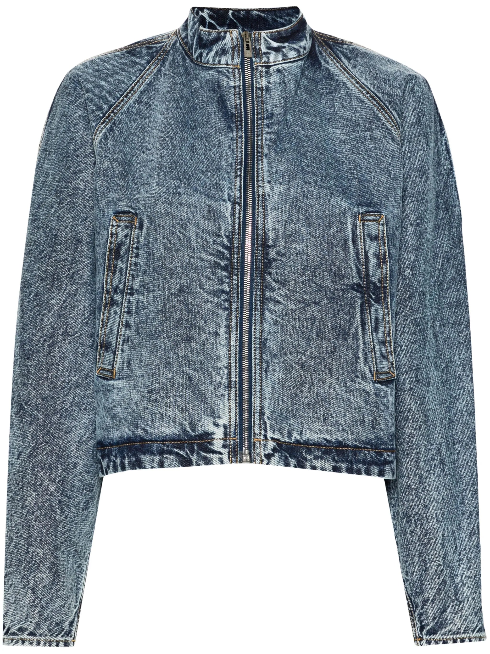 strap-detail denim jacket