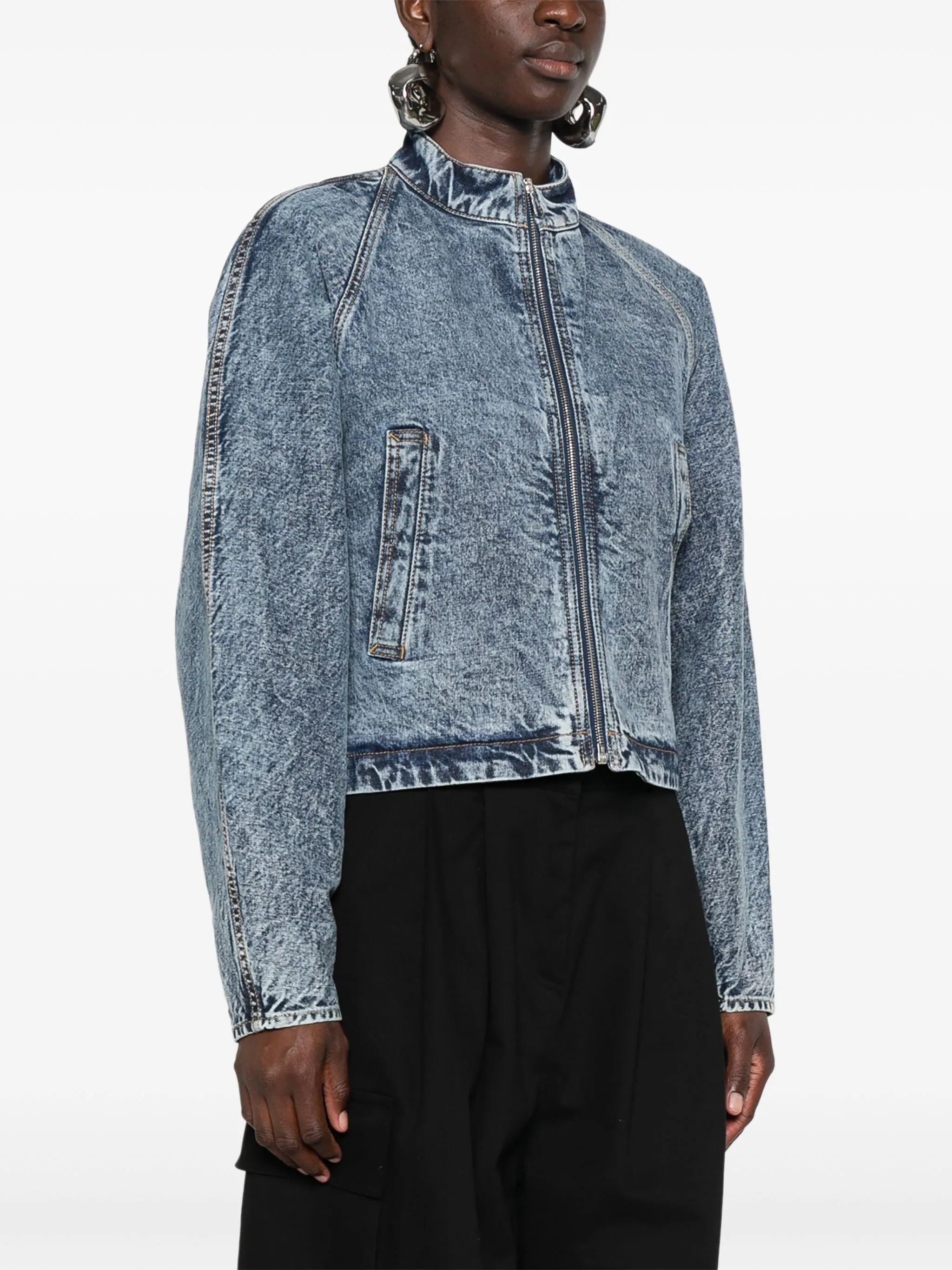 strap-detail denim jacket