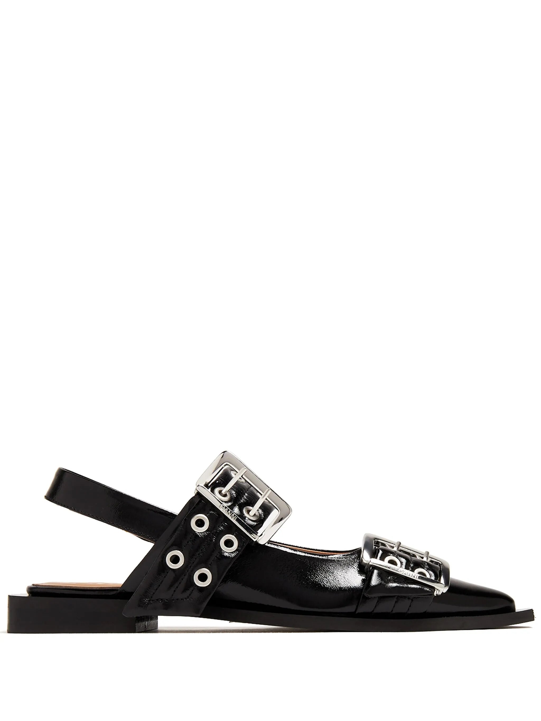 feminine buckle ballerinas in black