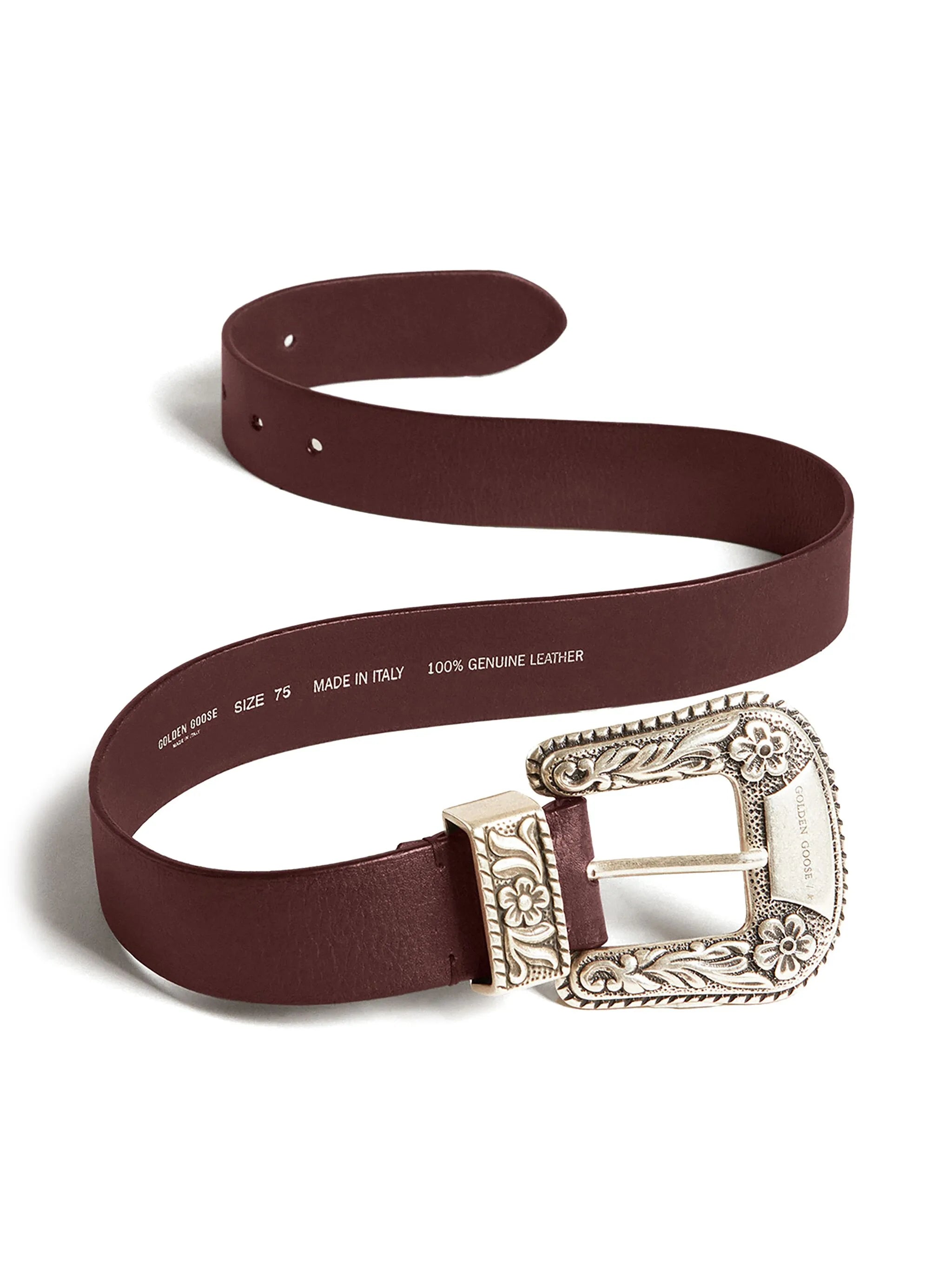 engraved logo leather belt