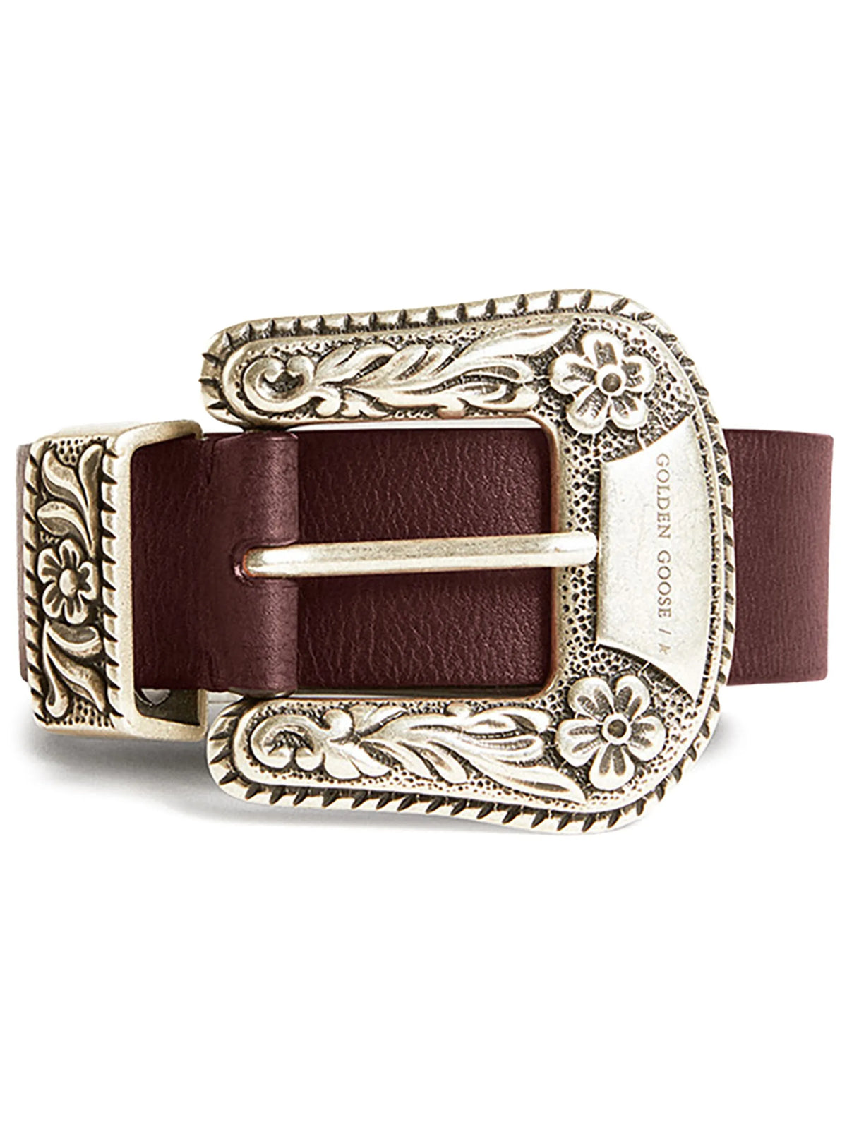 decorated-buckle leather belt