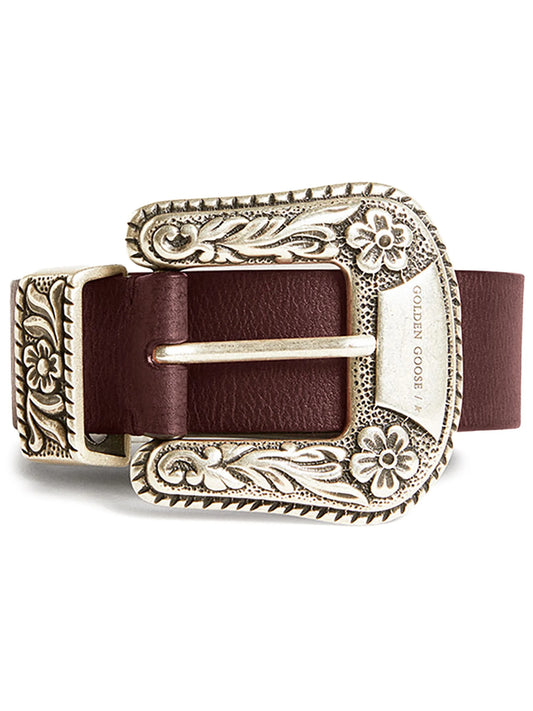 engraved logo leather belt
