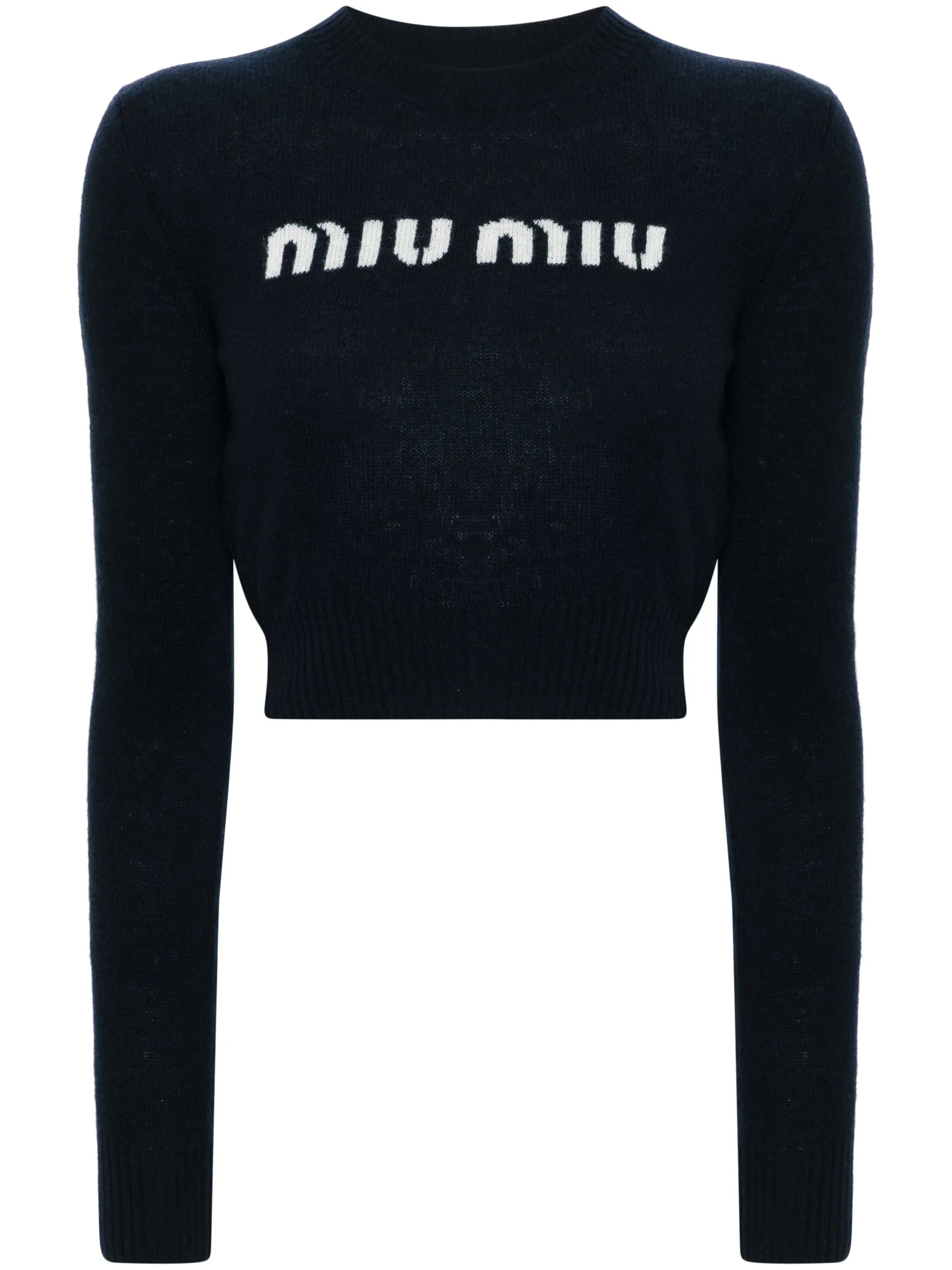 logo-intarsia cropped jumper