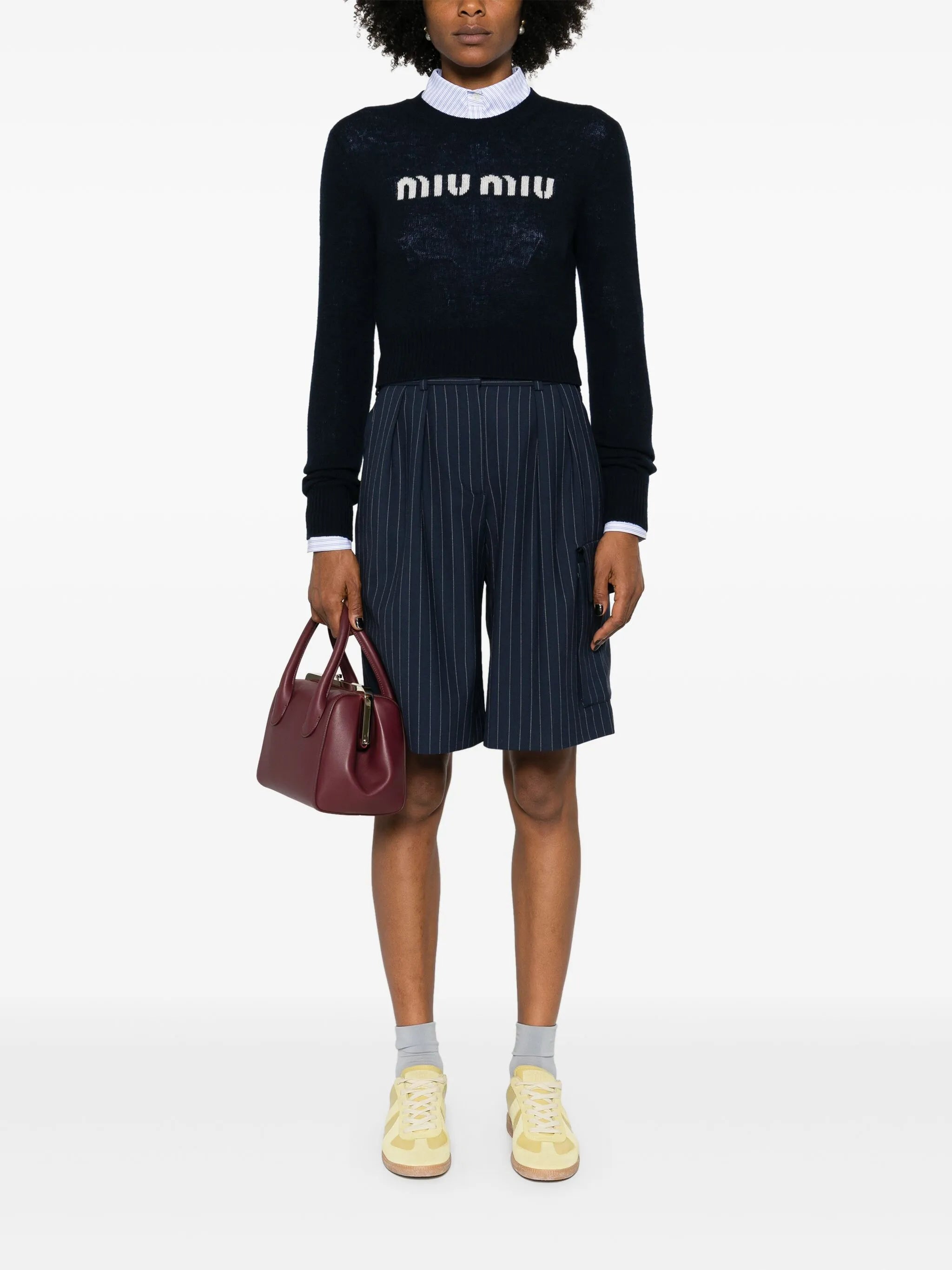 logo-intarsia cropped jumper