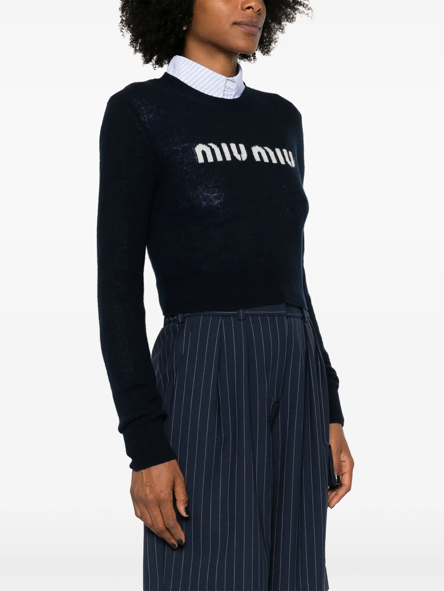 logo-intarsia cropped jumper