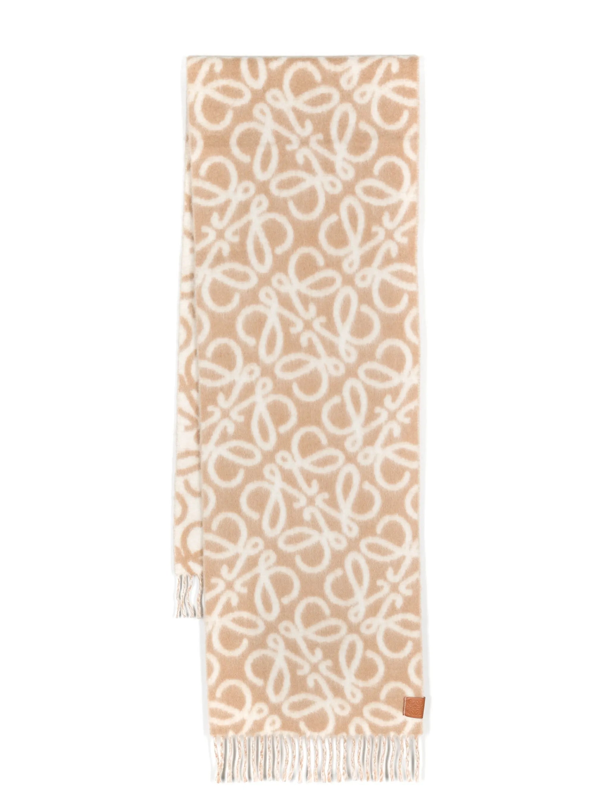 Anagram-jacquard fringed scarf