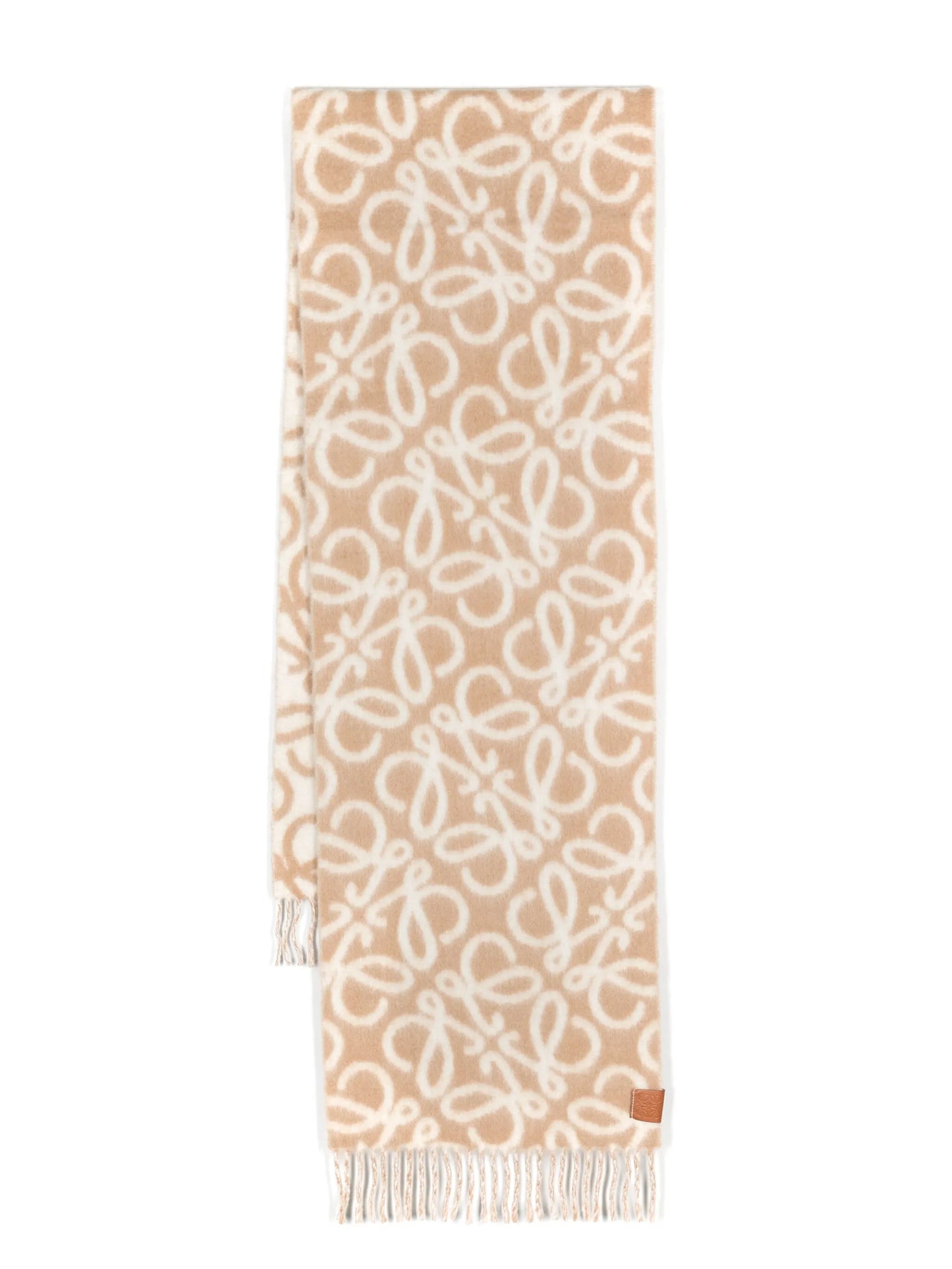 Anagram-jacquard fringed scarf