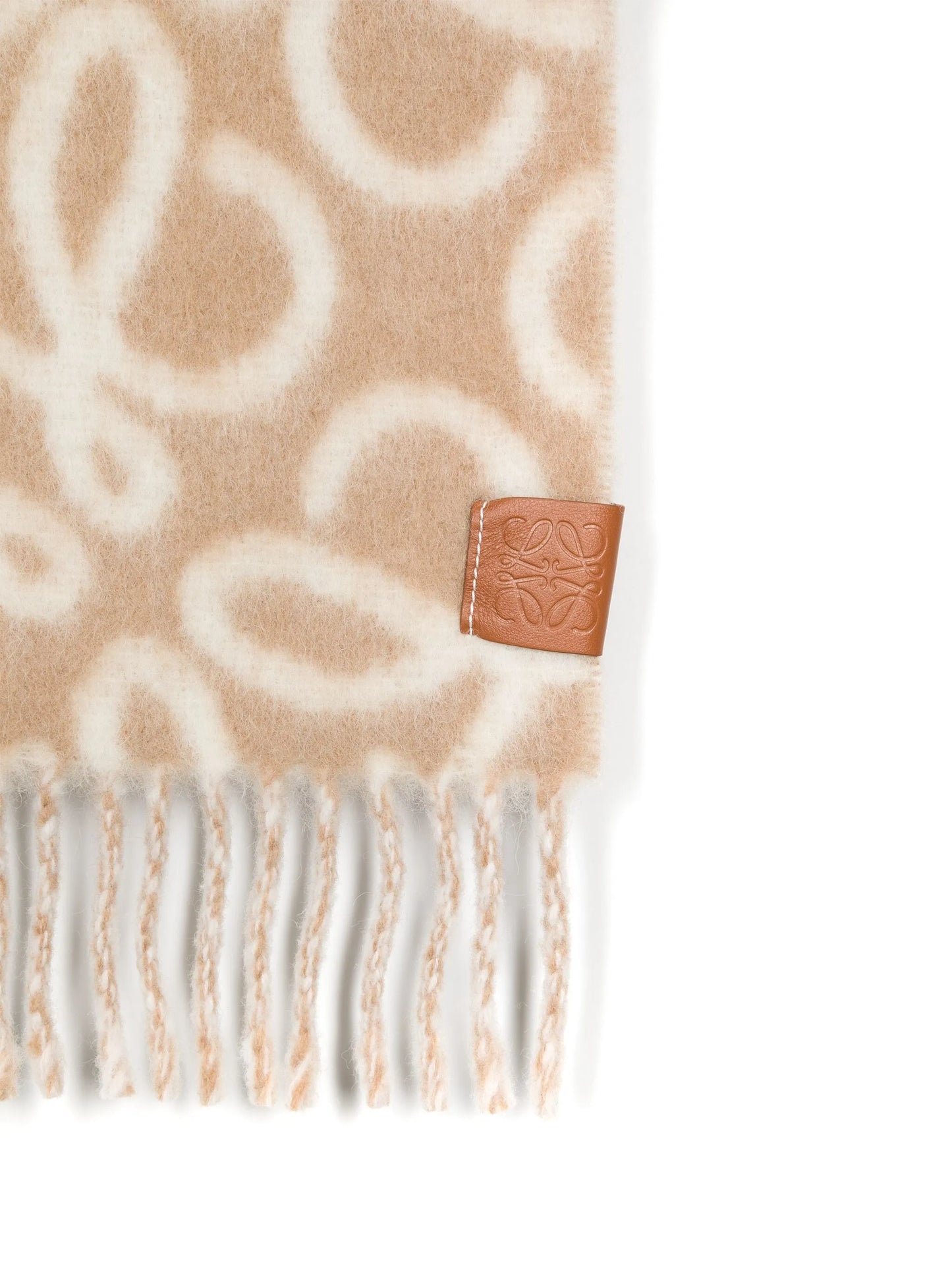 Anagram-jacquard fringed scarf