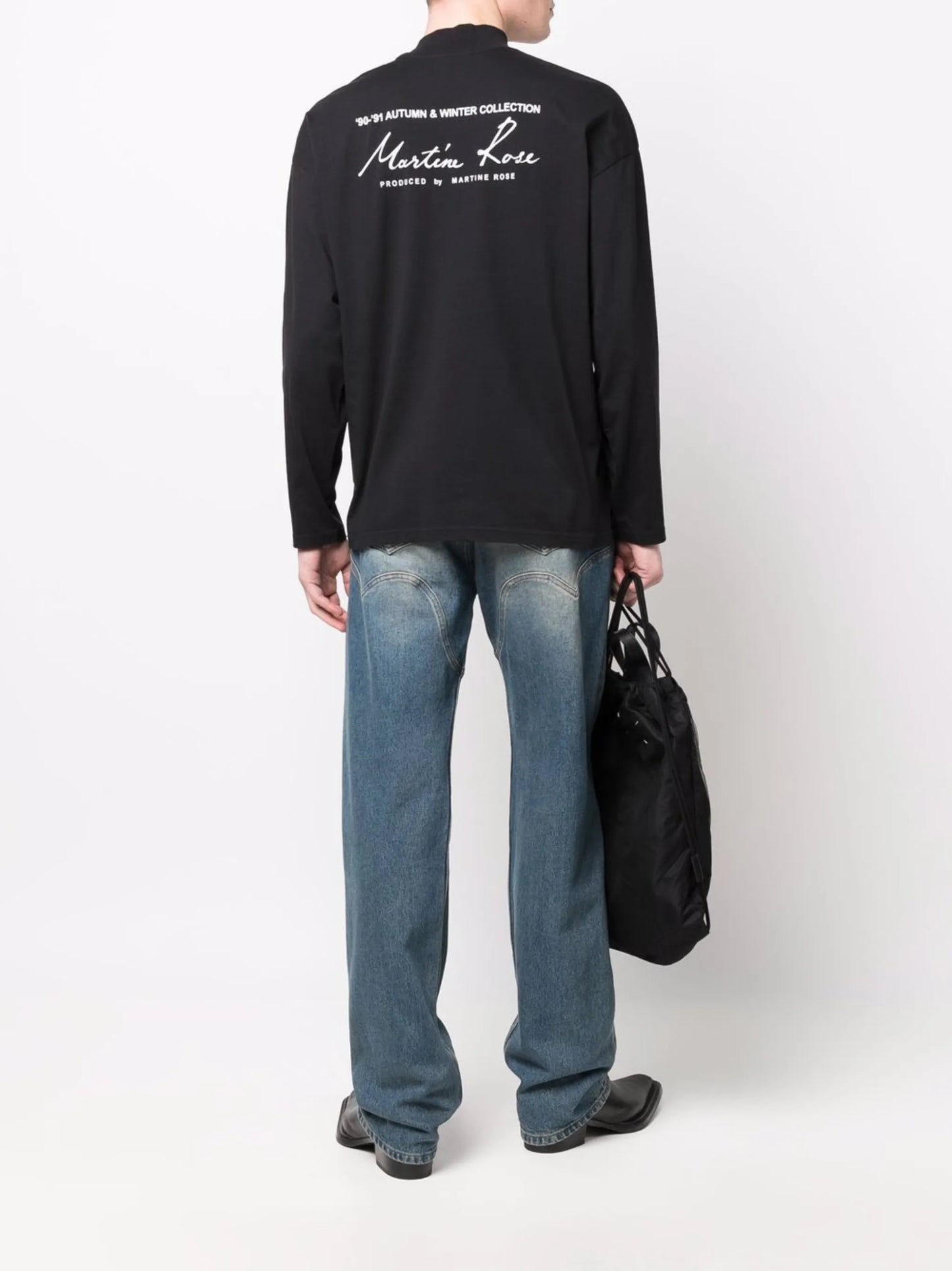 logo-print mock-neck T-shirt