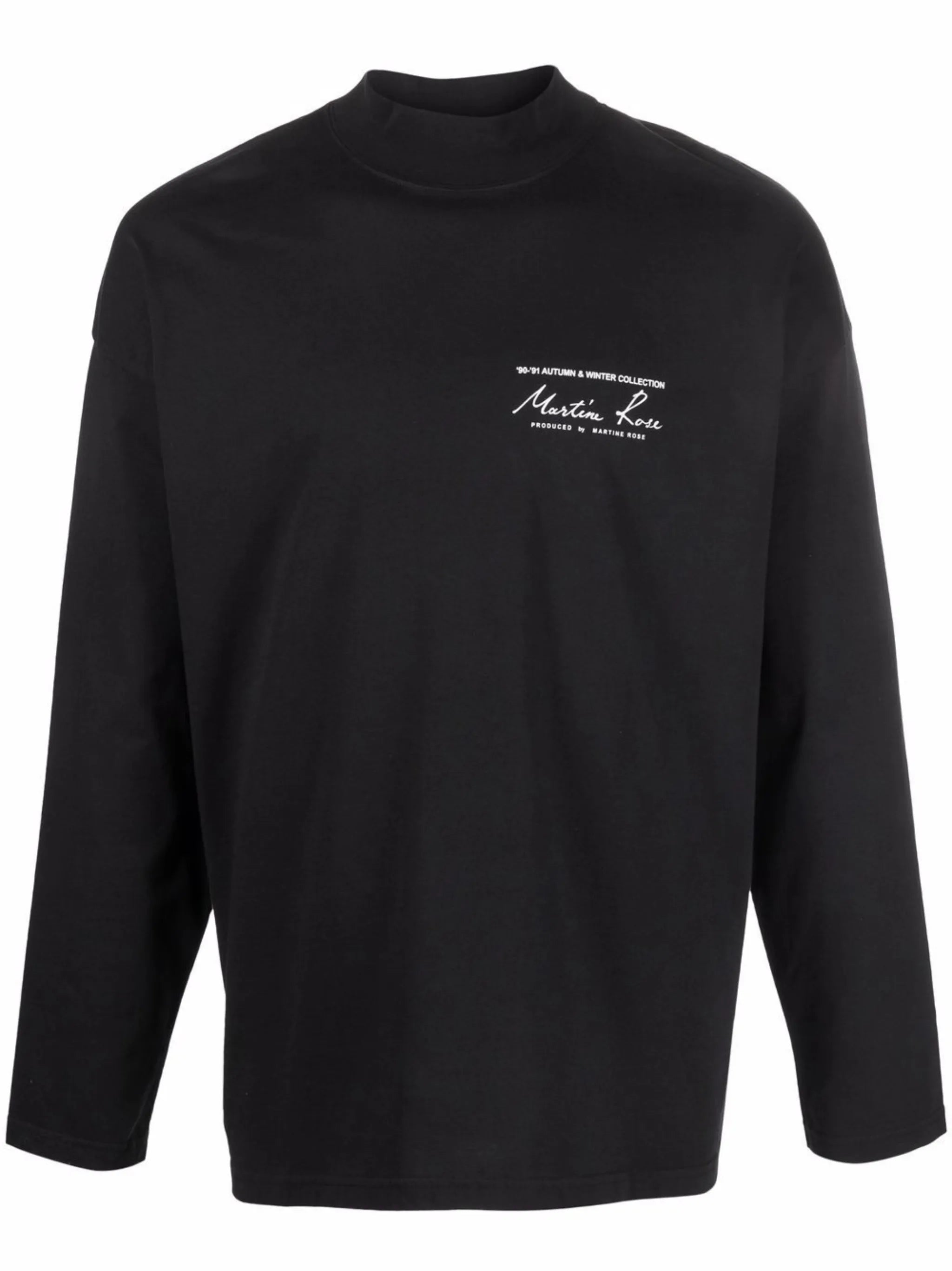 logo-print mock-neck T-shirt