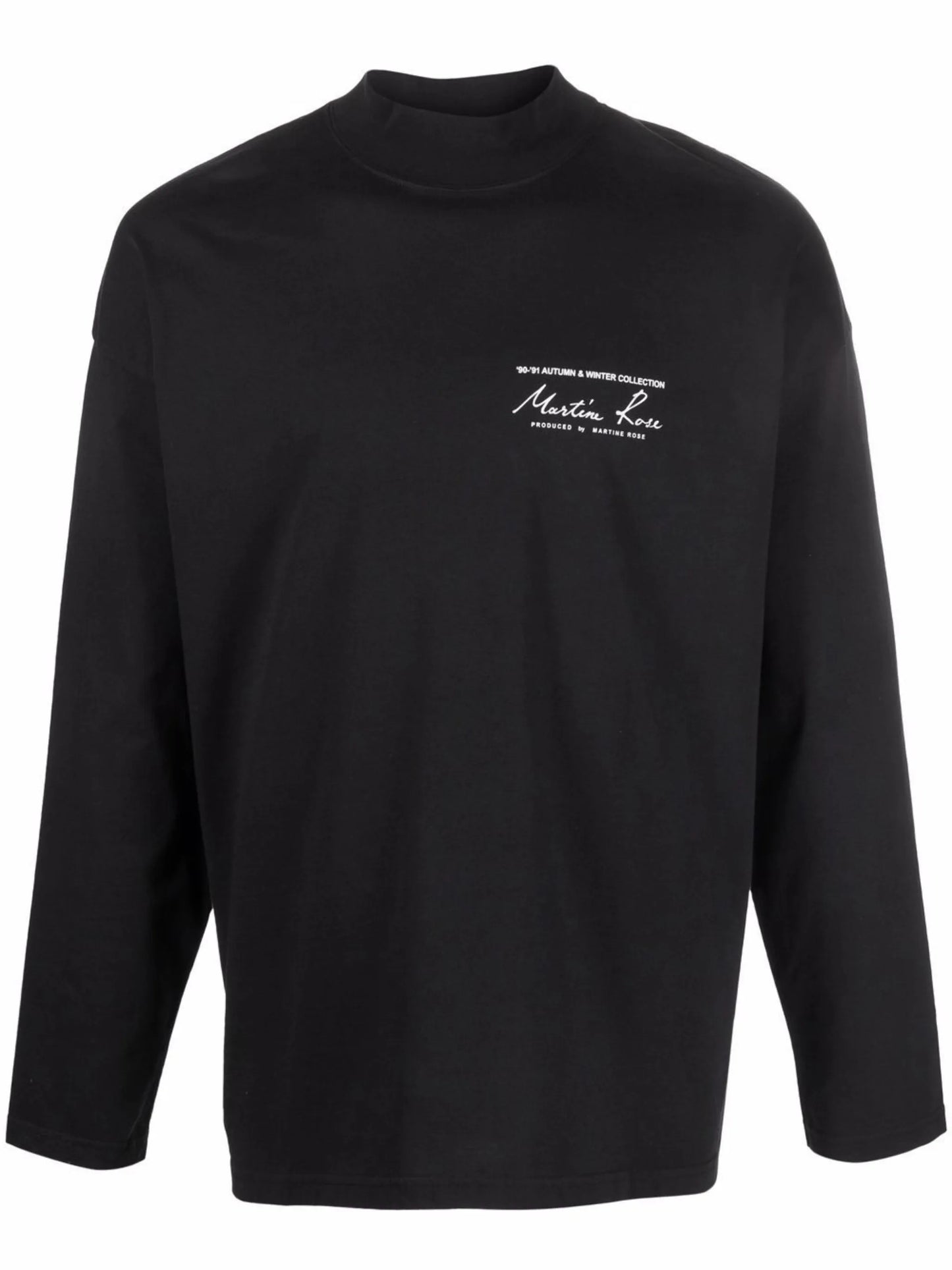 logo-print mock-neck T-shirt