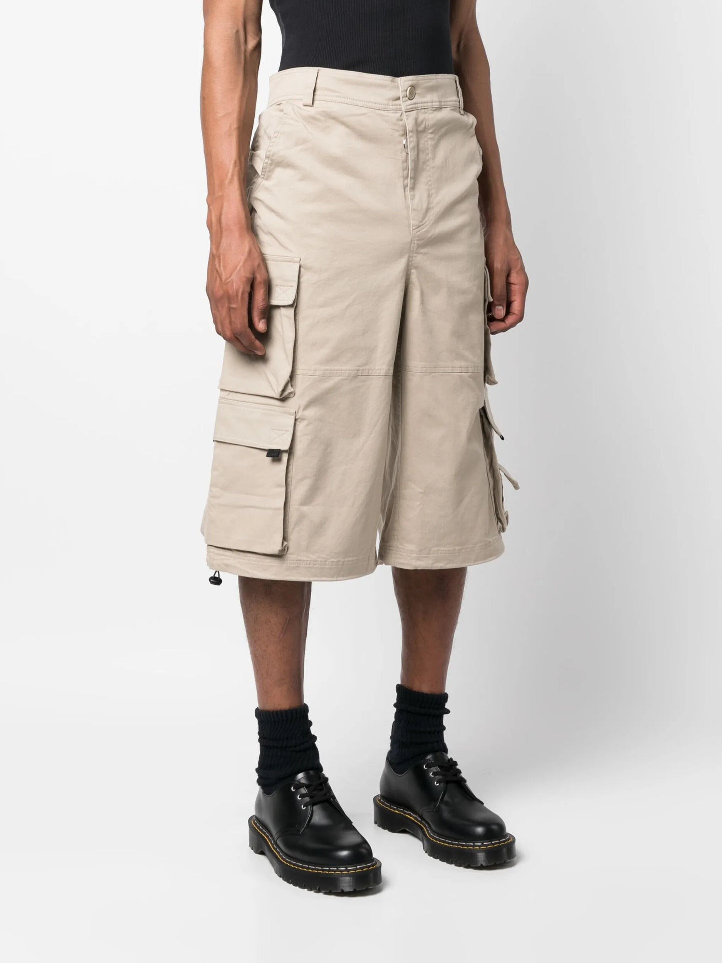 MARTINE ROSE WIDE LEG PULLED CARGO SHORT BEIGE "BEIGE"