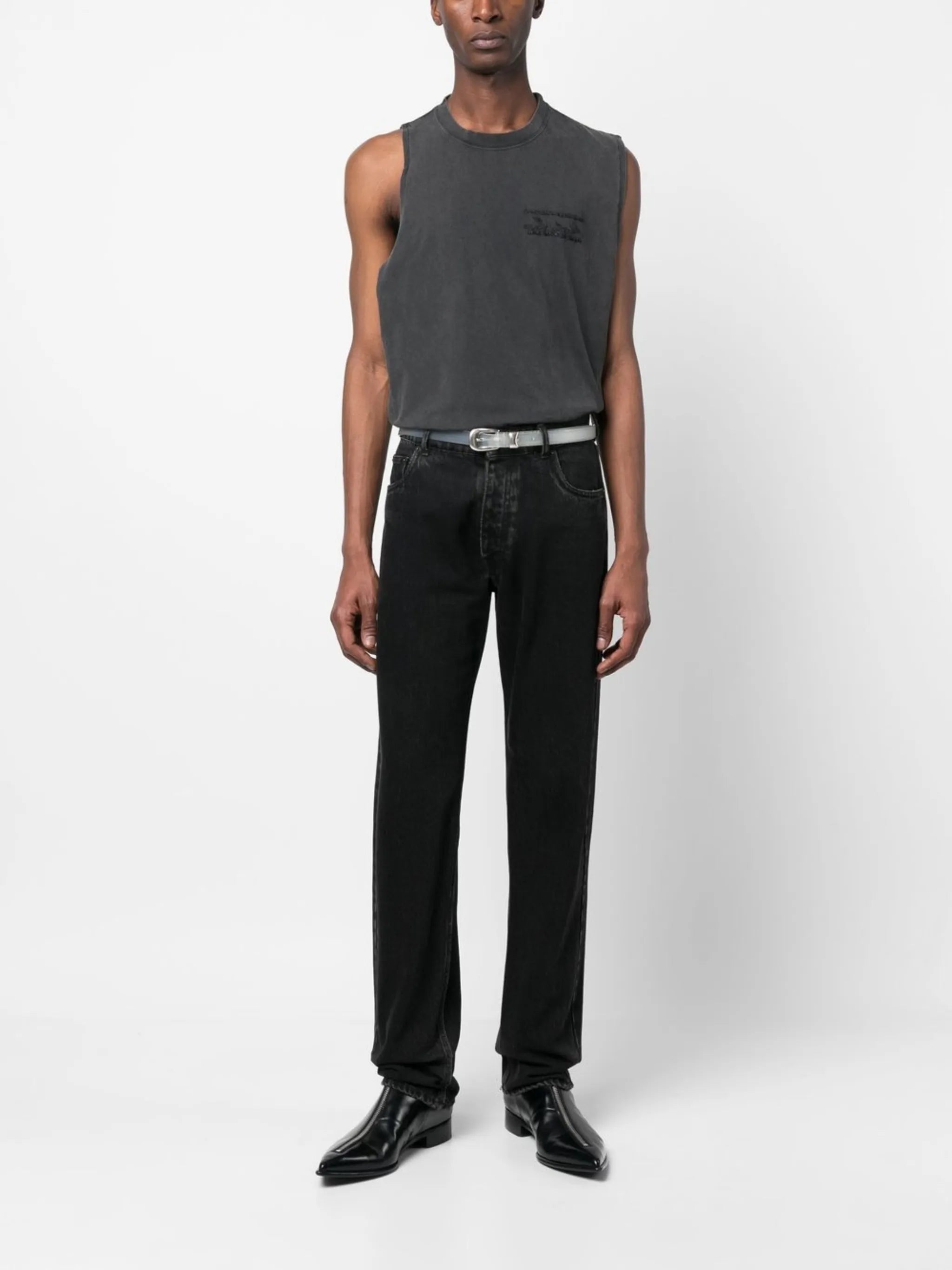 MARTINE ROSE KNITTED LOGO VEST WASHED BLACK 