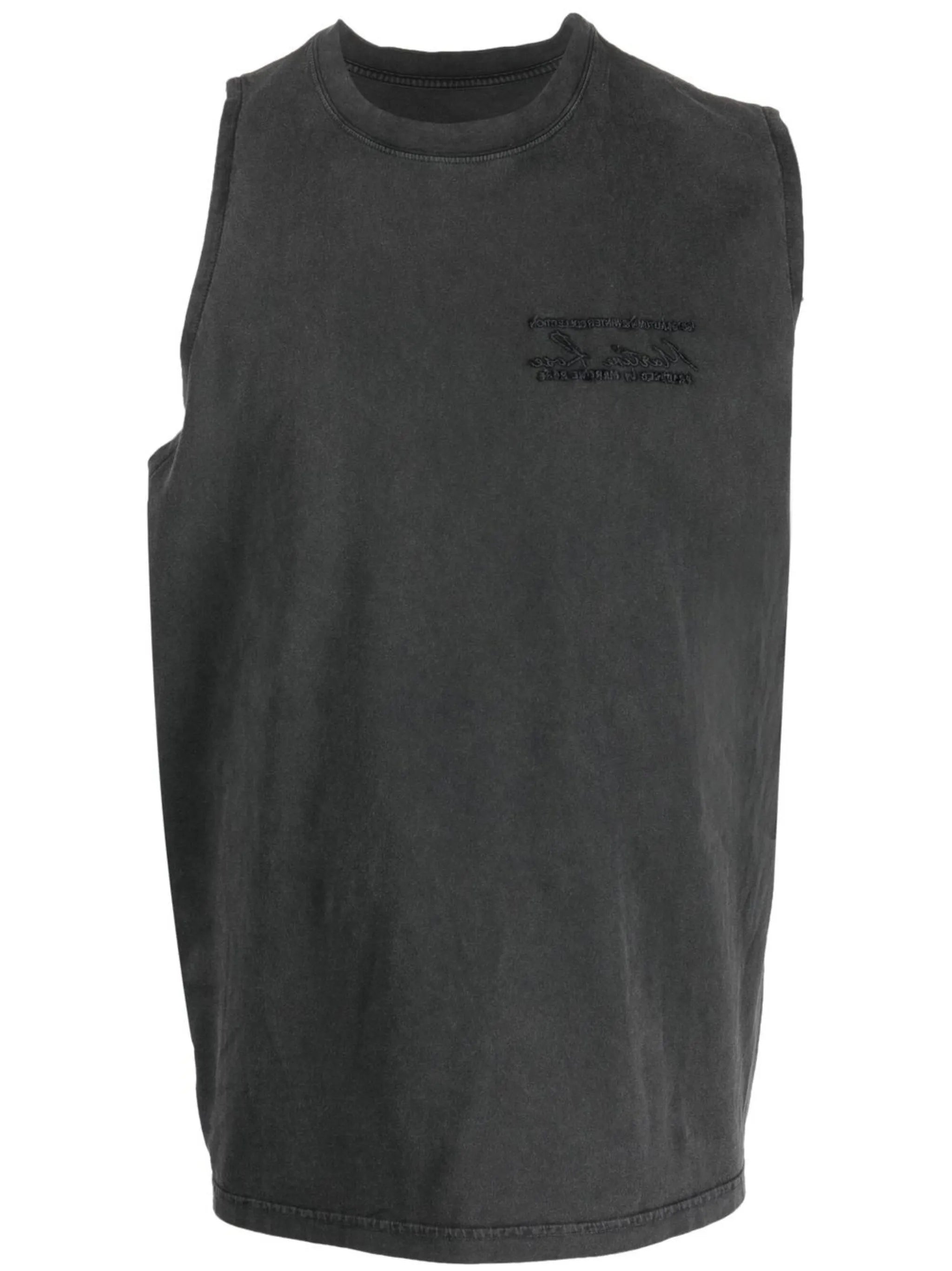 MARTINE ROSE KNITTED LOGO VEST WASHED BLACK 
